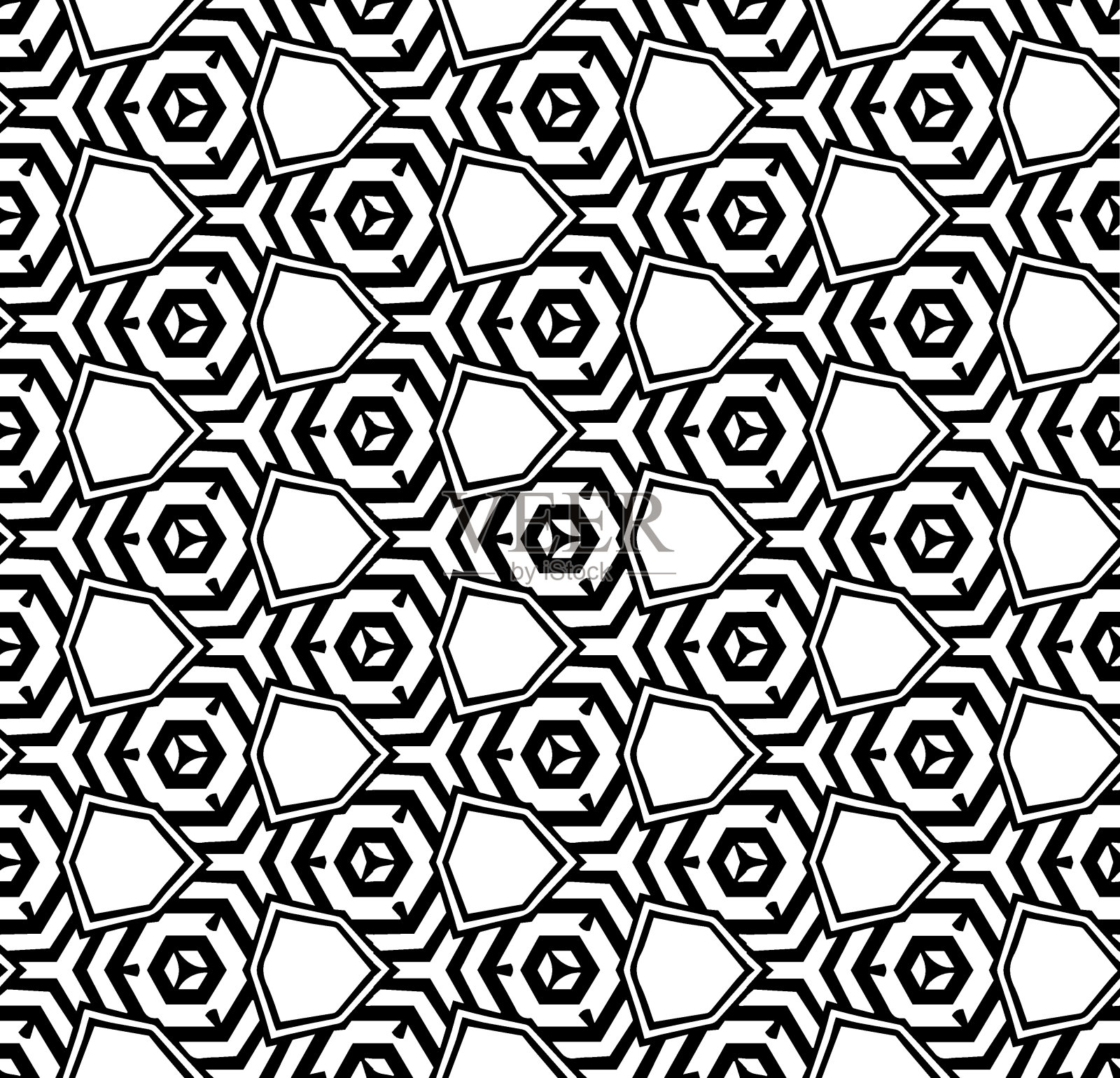 黑白无缝抽象图案。背景和背景。灰度装饰设计。马赛克装饰。矢量图形说明。插画图片素材