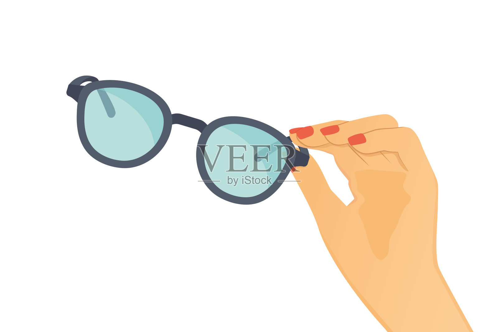 女性手持太阳镜插画图片素材