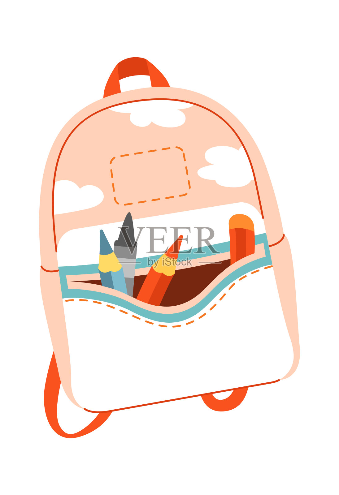 学校文具双肩包插画图片素材