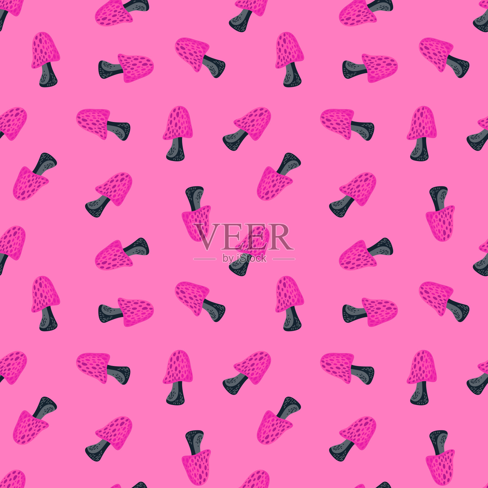 神奇的木耳壁纸。无缝图案与童话尾蘑菇。插画图片素材