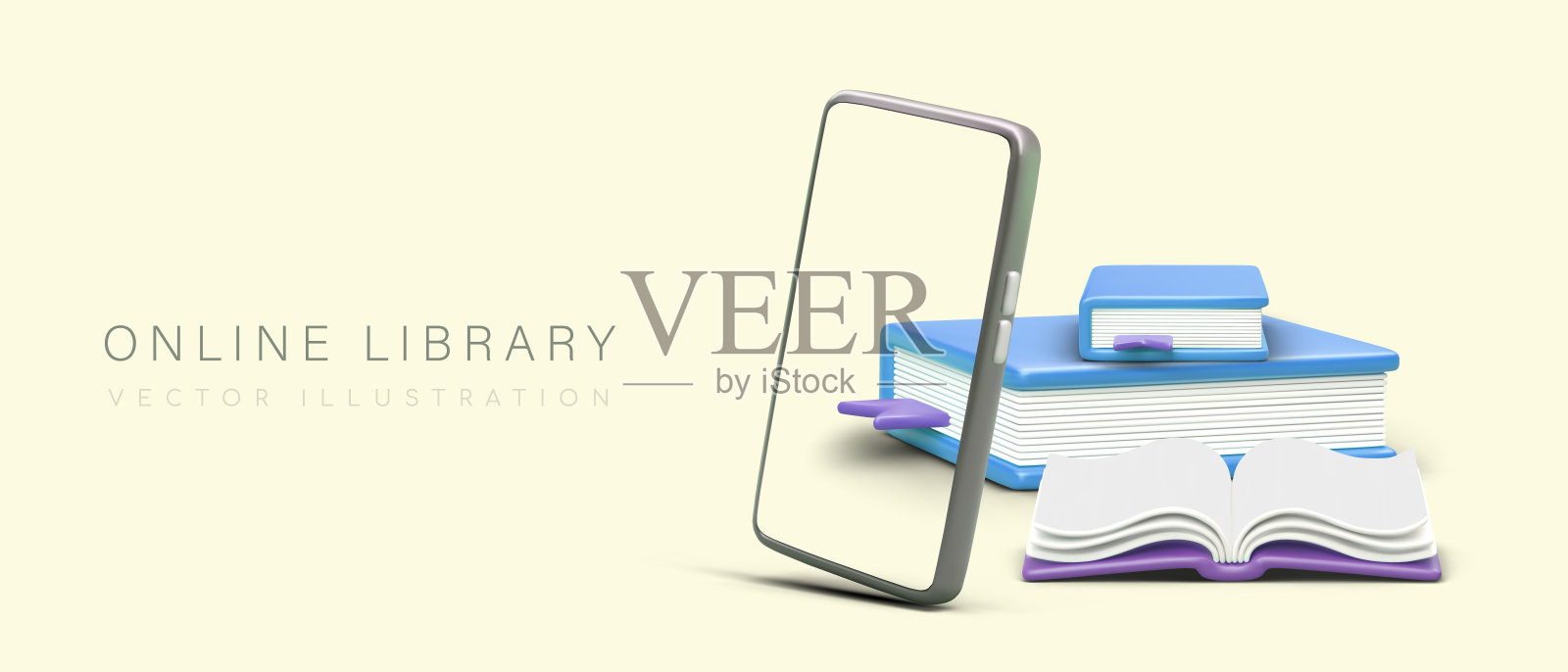 在线图书馆。通过电话获取信息插画图片素材