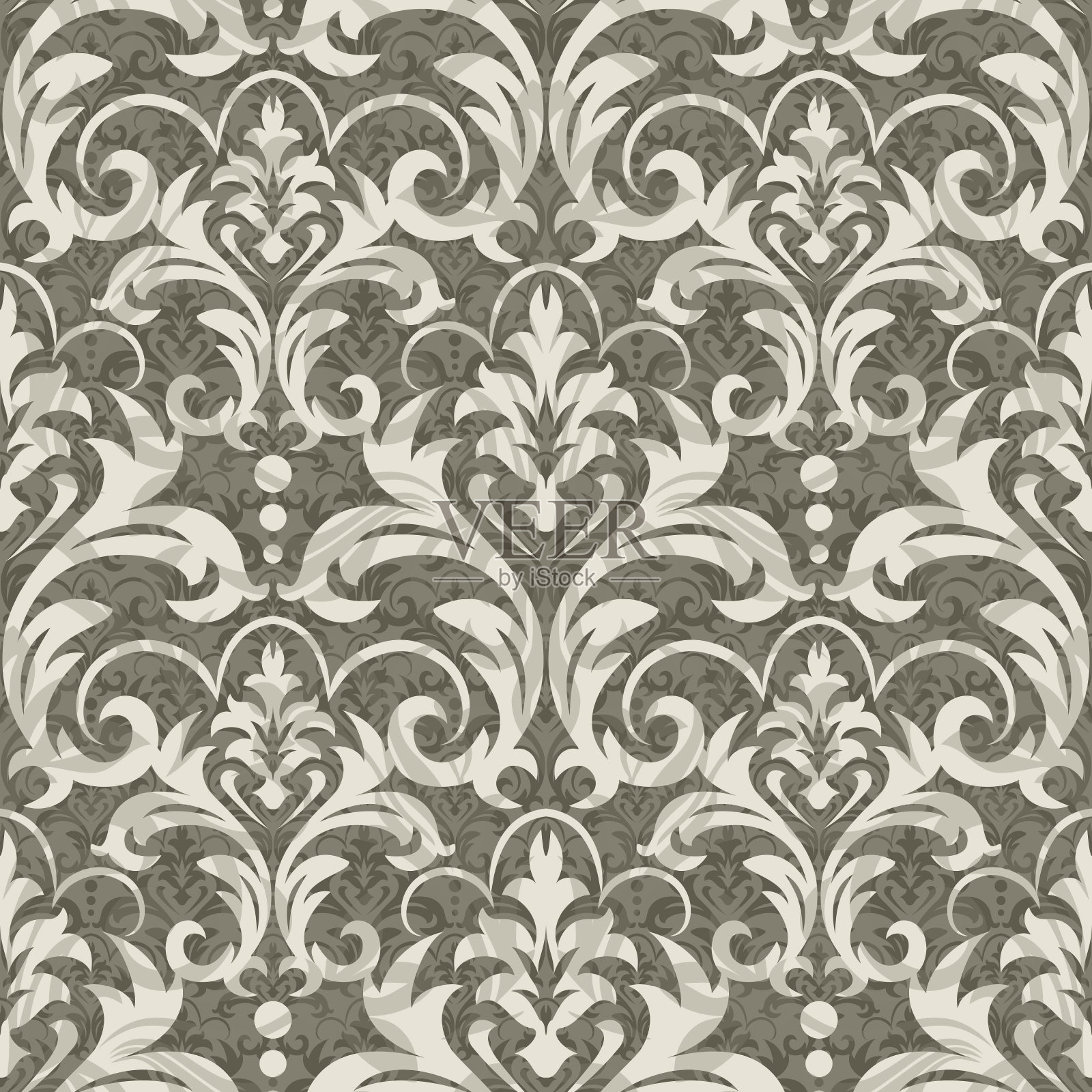 大马士革矢量图案。无缝复古壁纸或背景设计插画图片素材