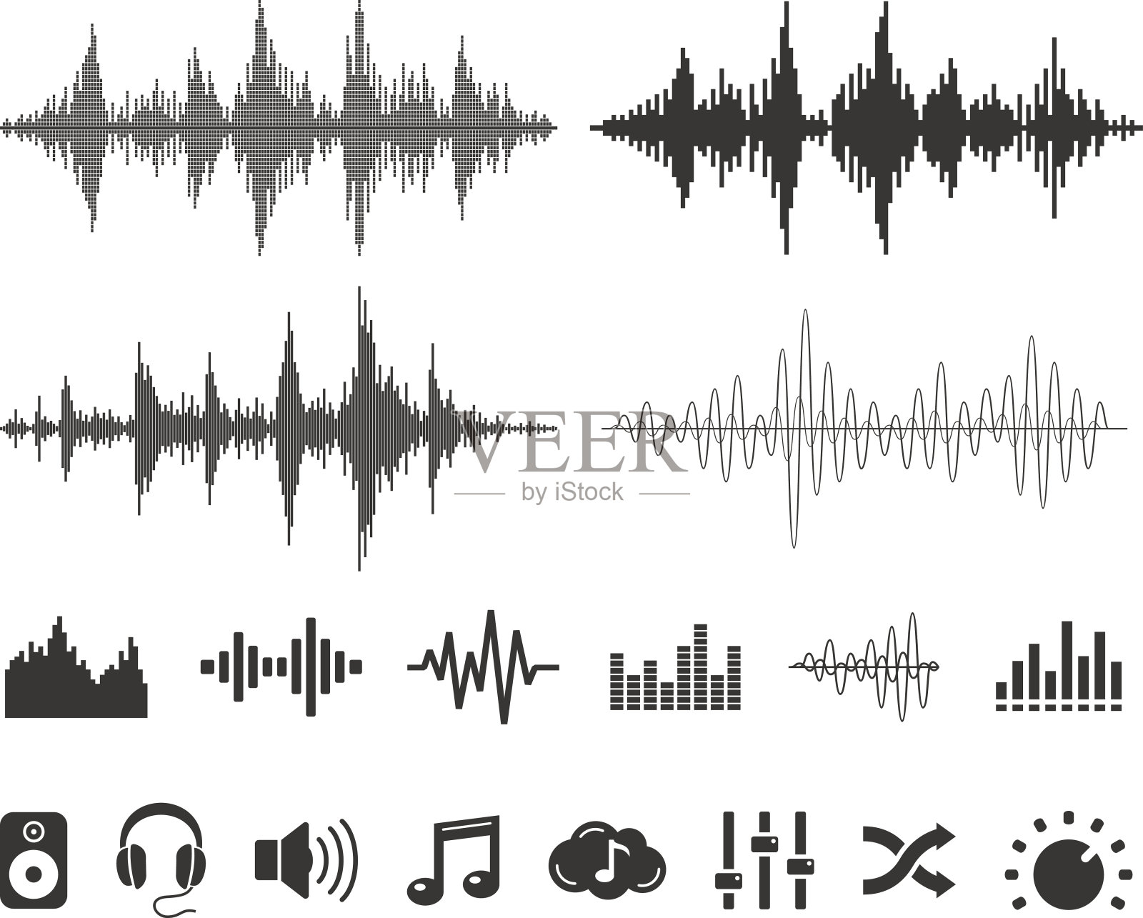 声波和图标-向量集插画图片素材