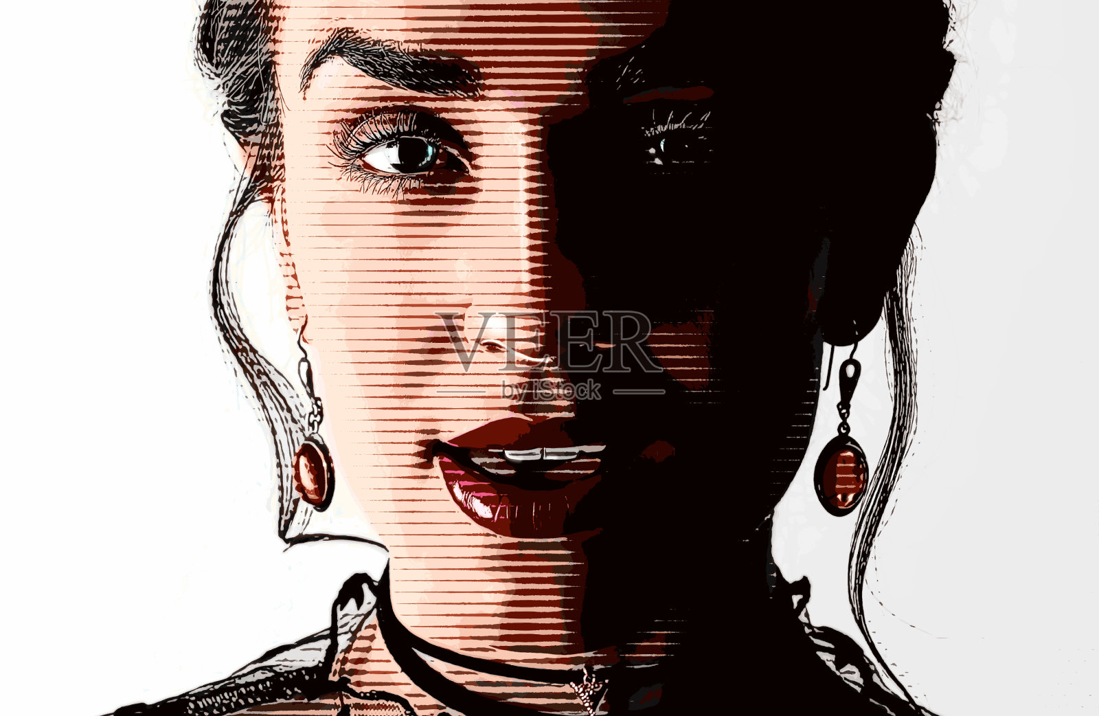 美女的脸的特写插画图片素材