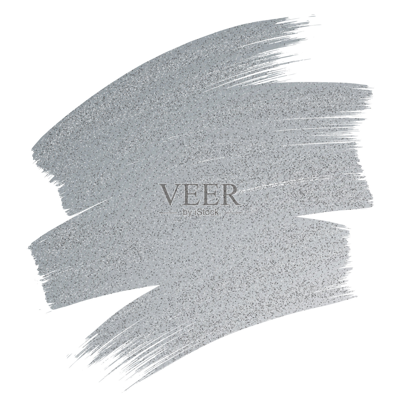 银色闪光油漆笔触在白色的背景。插画图片素材