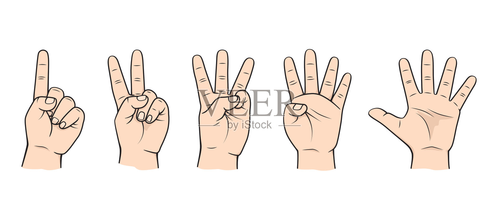 儿童早期教育数字教学手指图插画图片素材