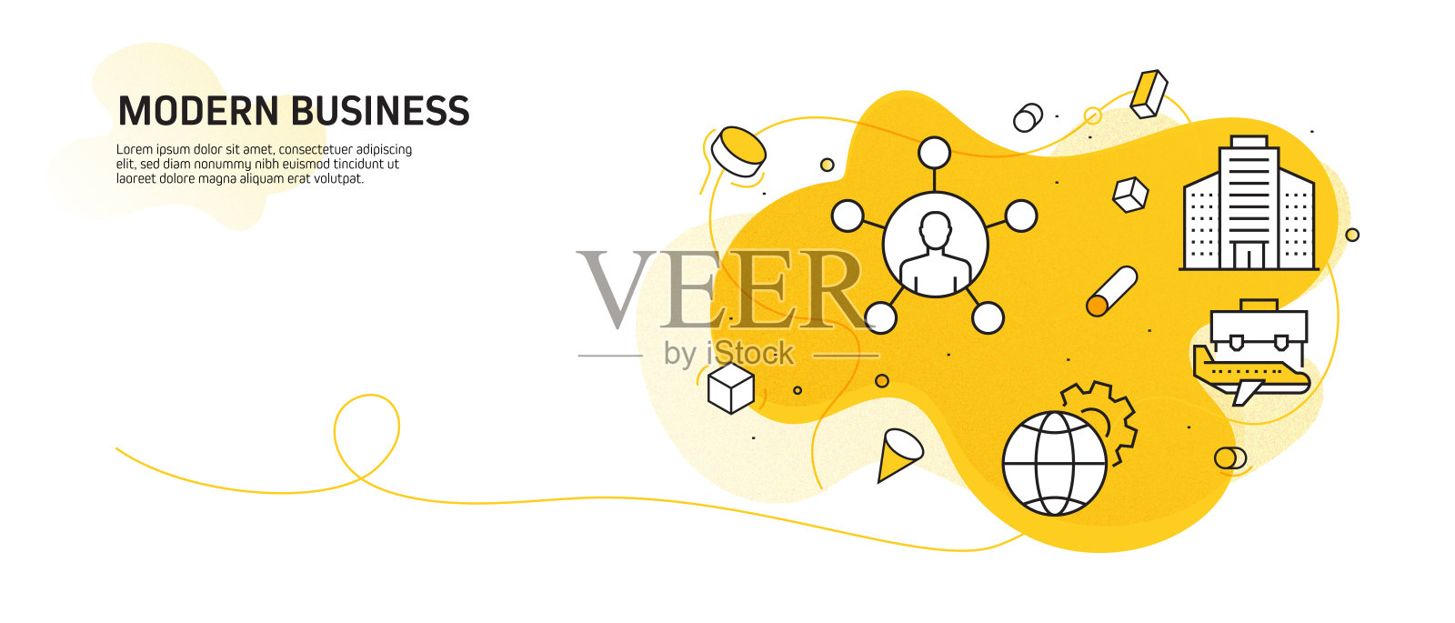 现代商业相关线风格矢量插图插画图片素材