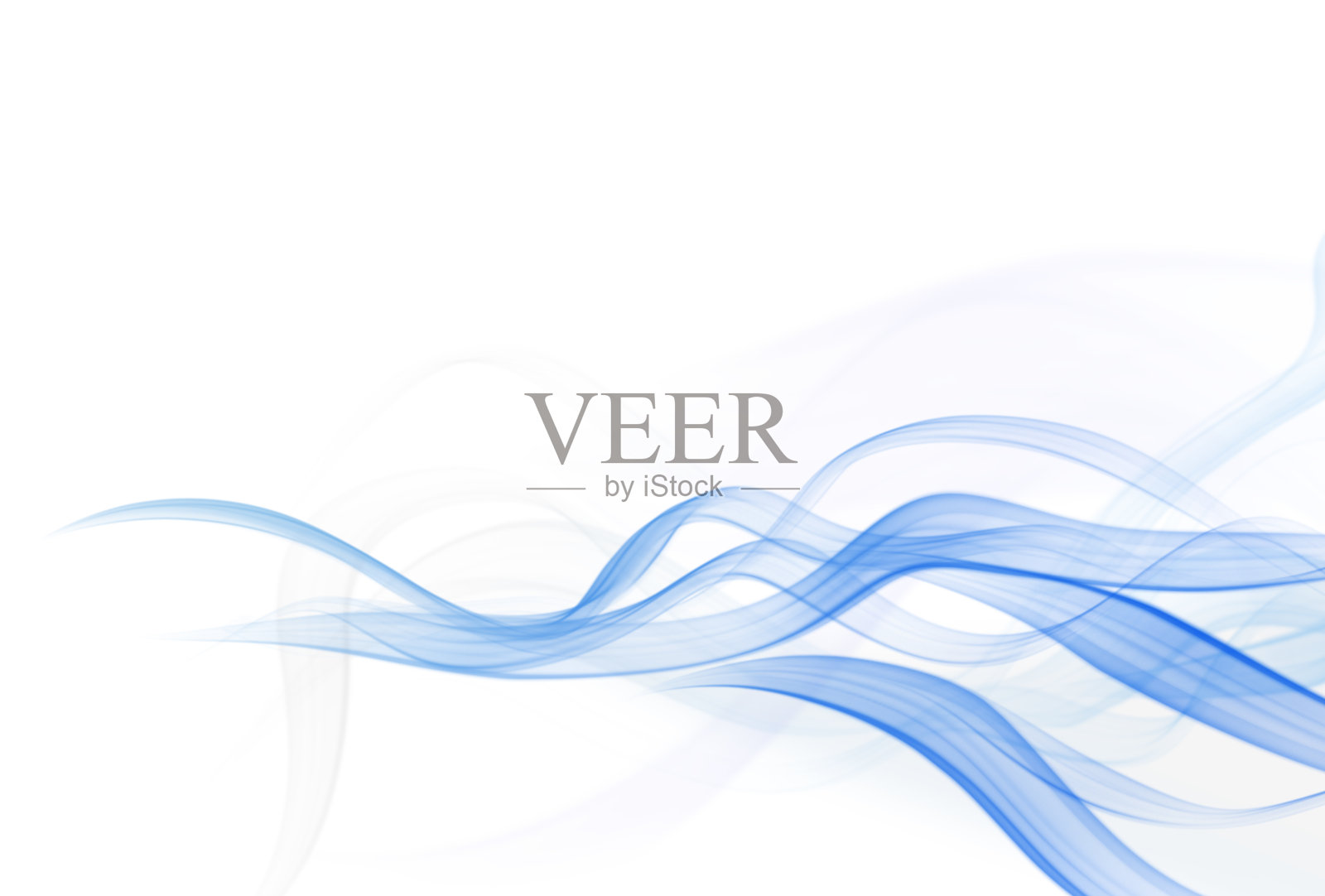 平滑抽象波浪蓝色曲线背景与复制空间插画图片素材