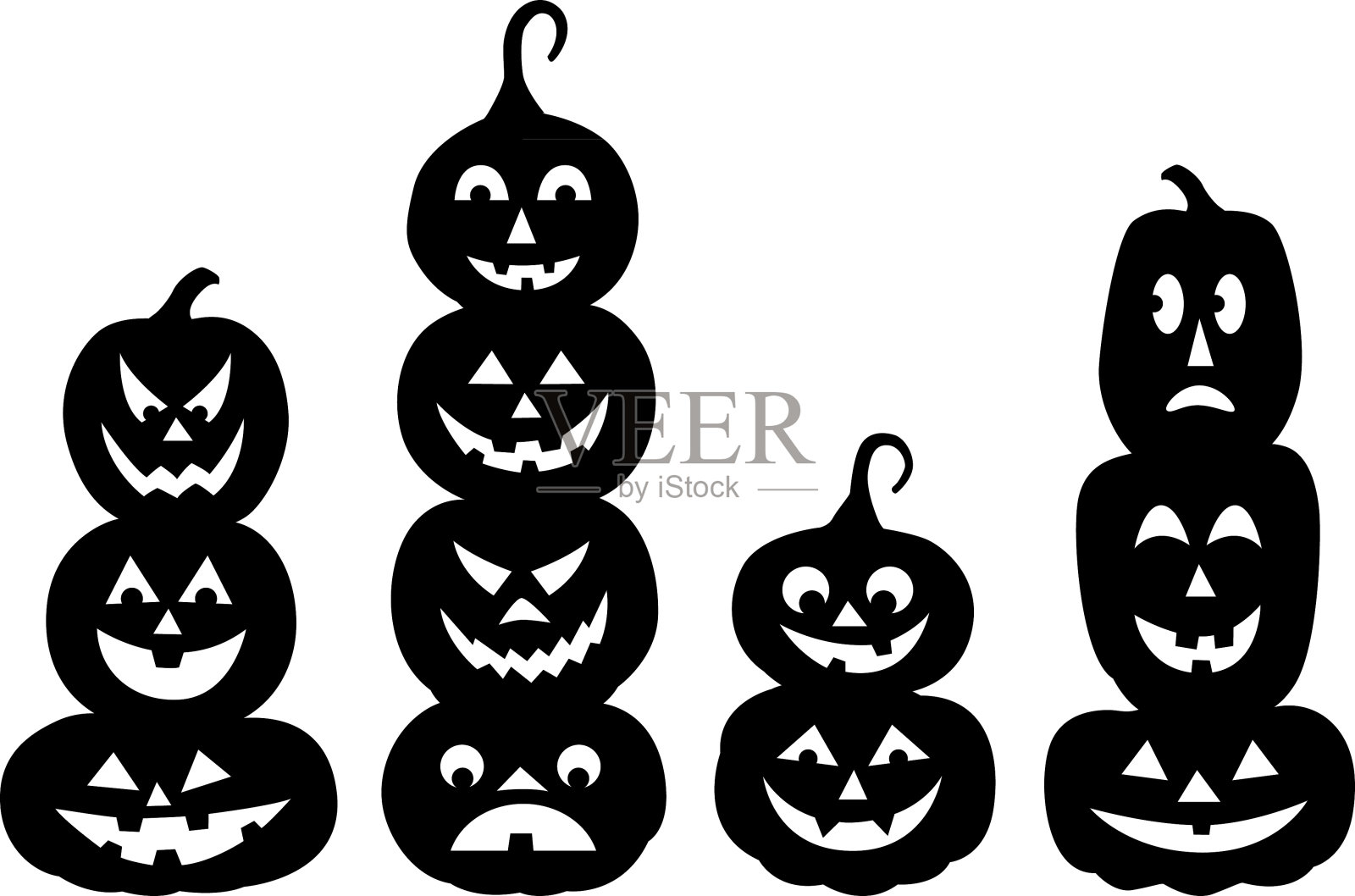 成堆的万圣节南瓜剪影设计元素图片
