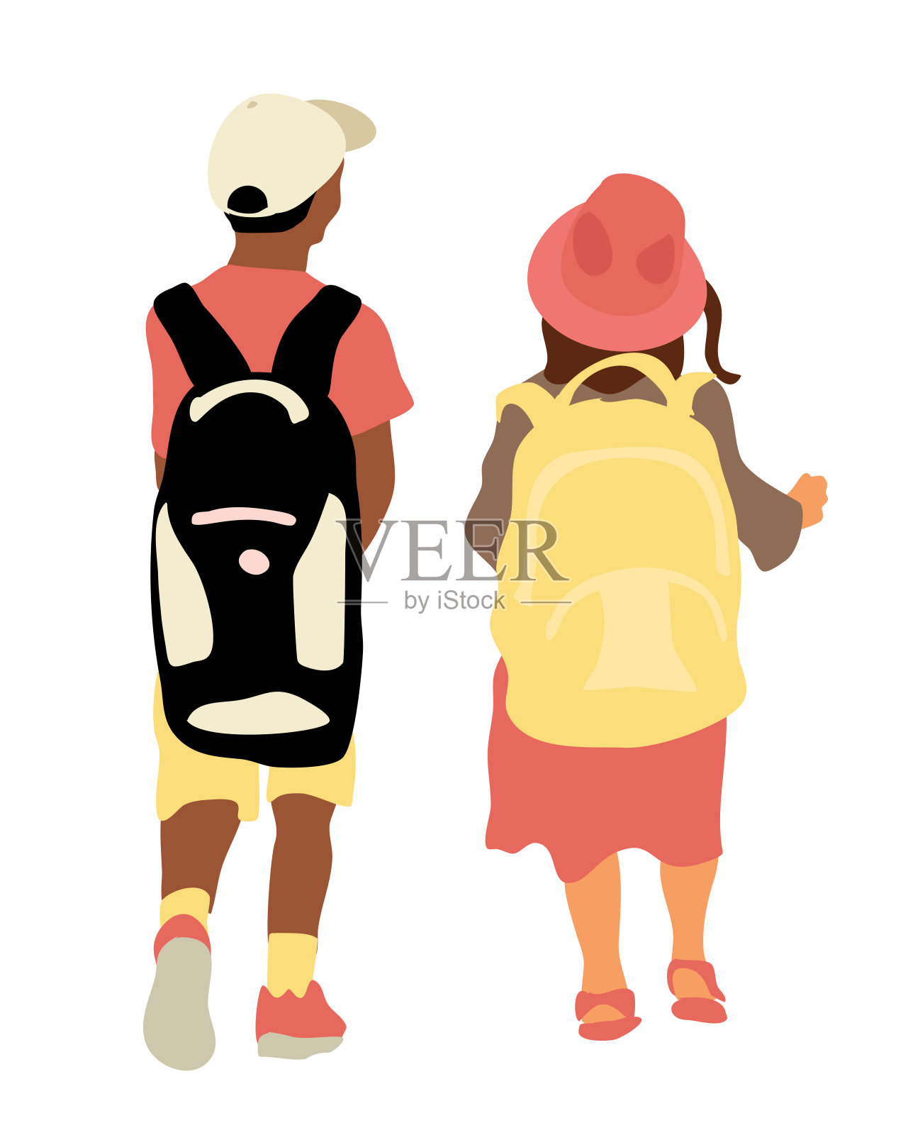 小孩子重背包插画图片素材