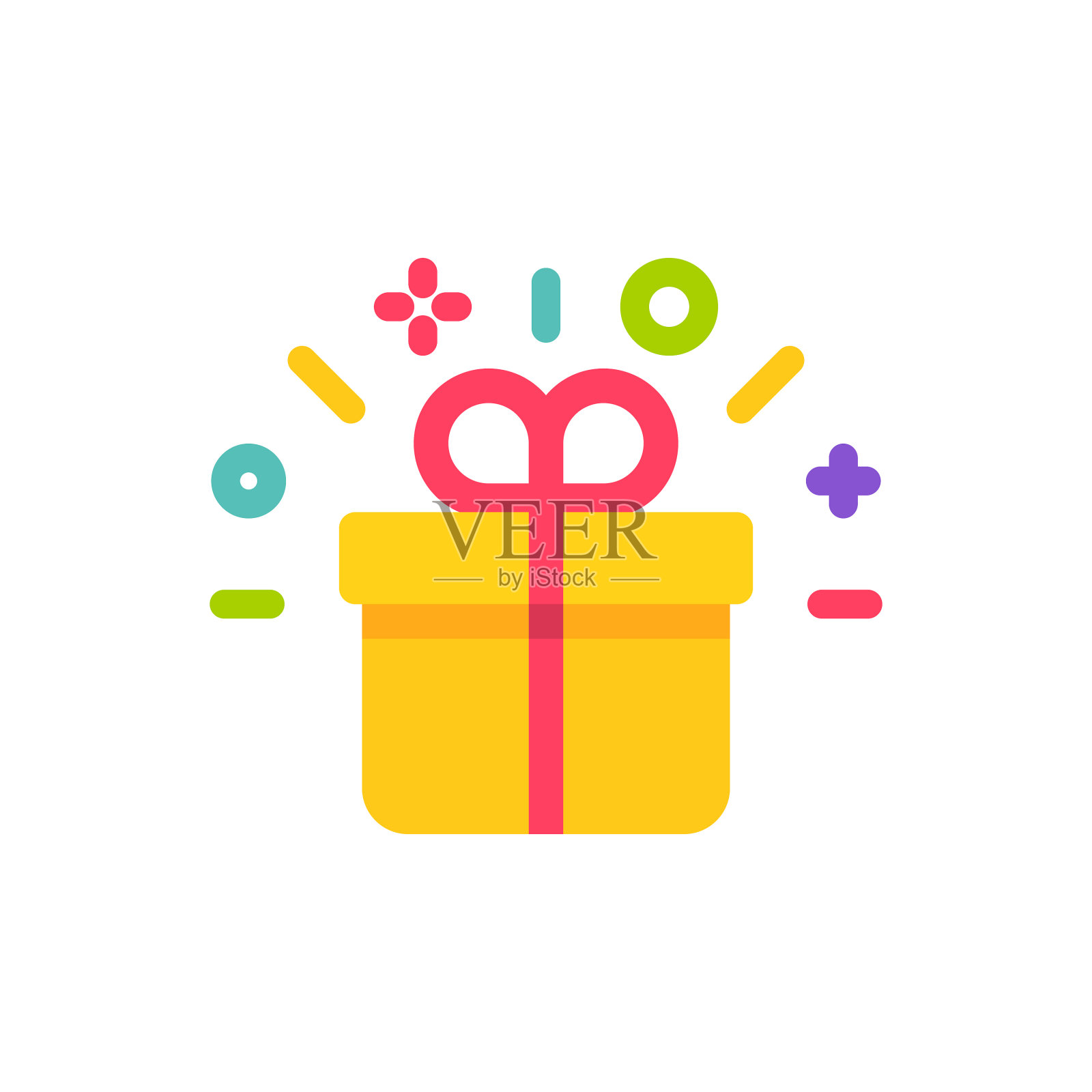 派对礼物平板图标。像素完美。移动和网络。插画图片素材