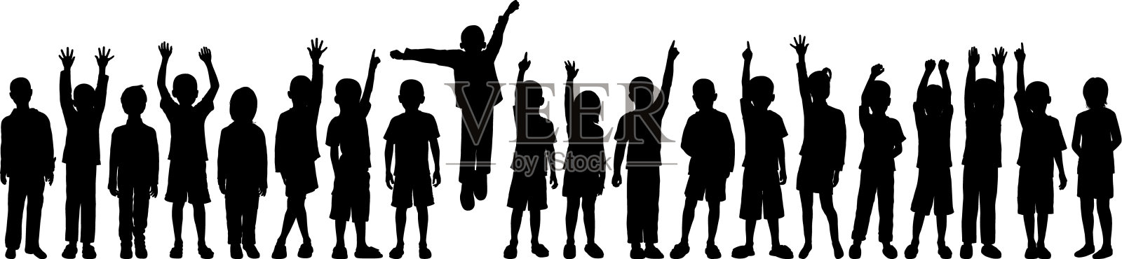 孩子(每个孩子都完成-剪切路径隐藏腿)插画图片素材