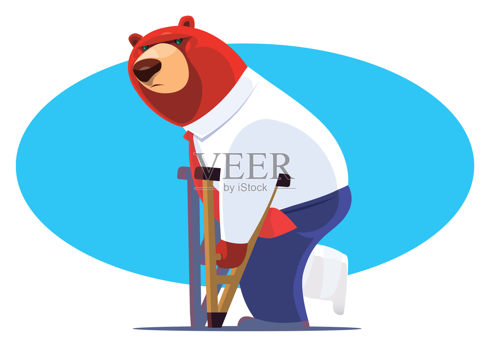 受伤的商人拄着拐杖插画图片素材