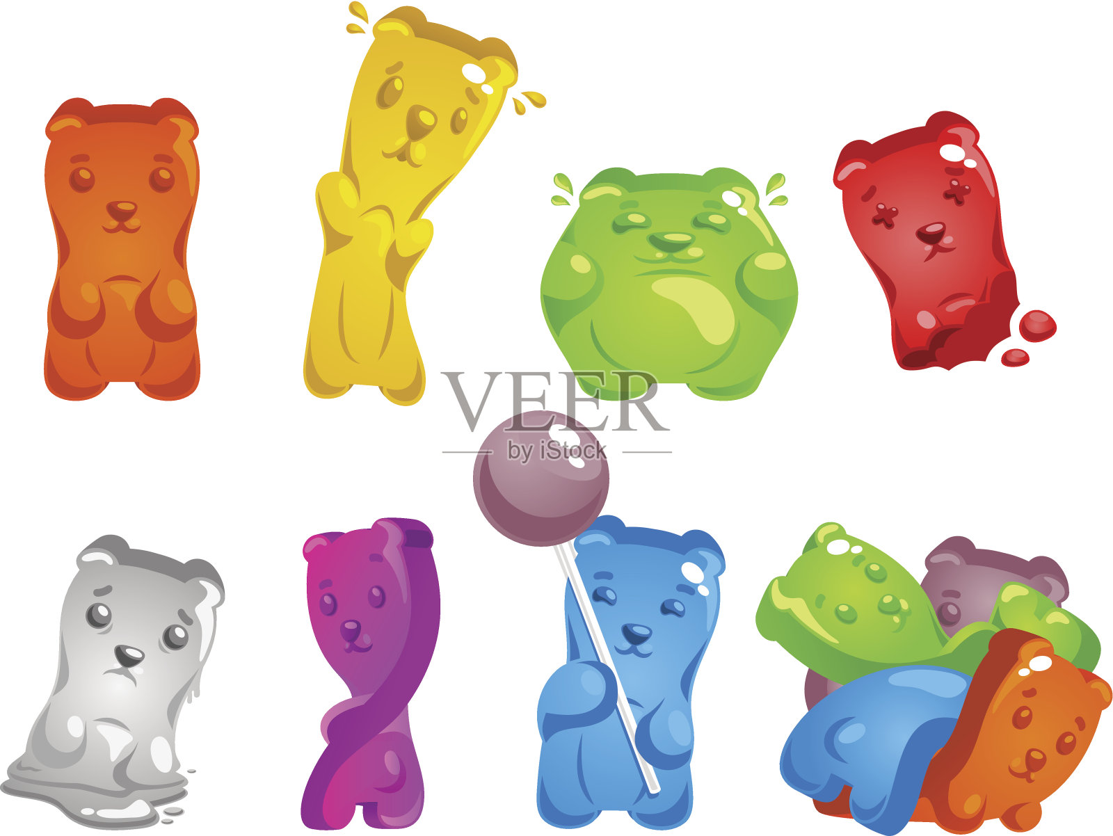 橡皮糖熊集插画图片素材
