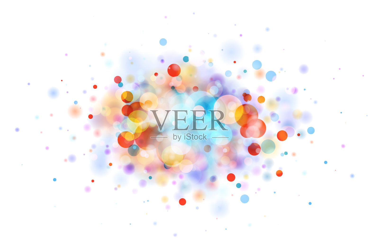 抽象的多色斑在白色上由散焦圆插画图片素材