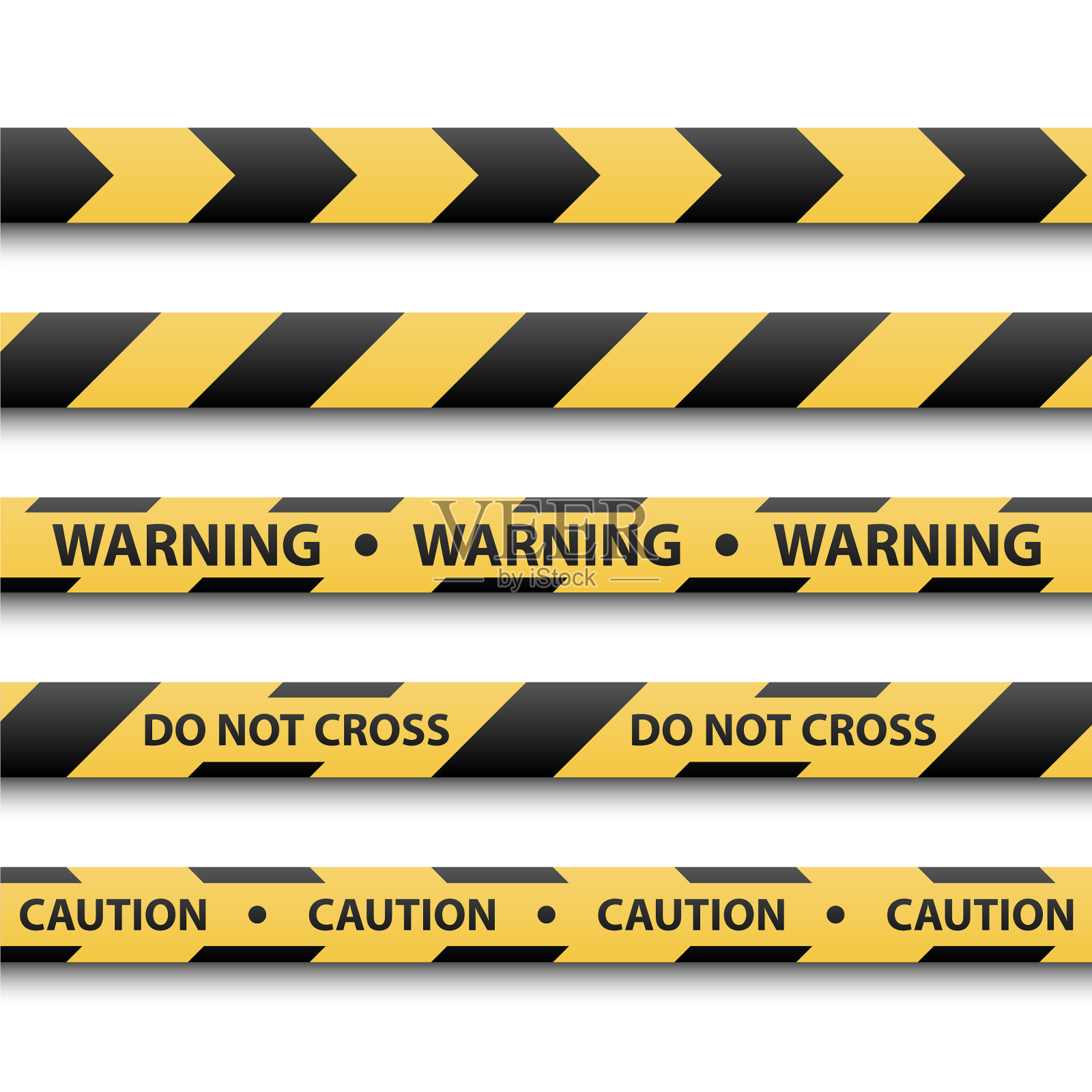警告标志黄色和黑色条纹胶带插画图片素材