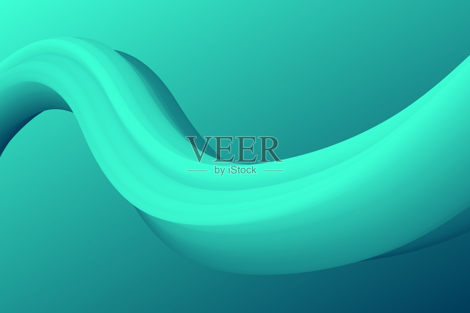 绿色渐变背景上的流体抽象设计插画图片素材