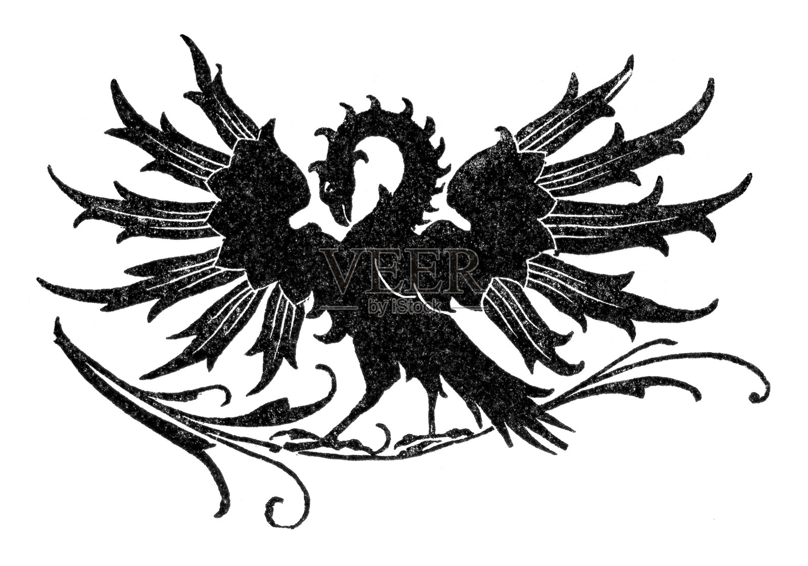 凤凰神话中的鸟插图15世纪插画图片素材