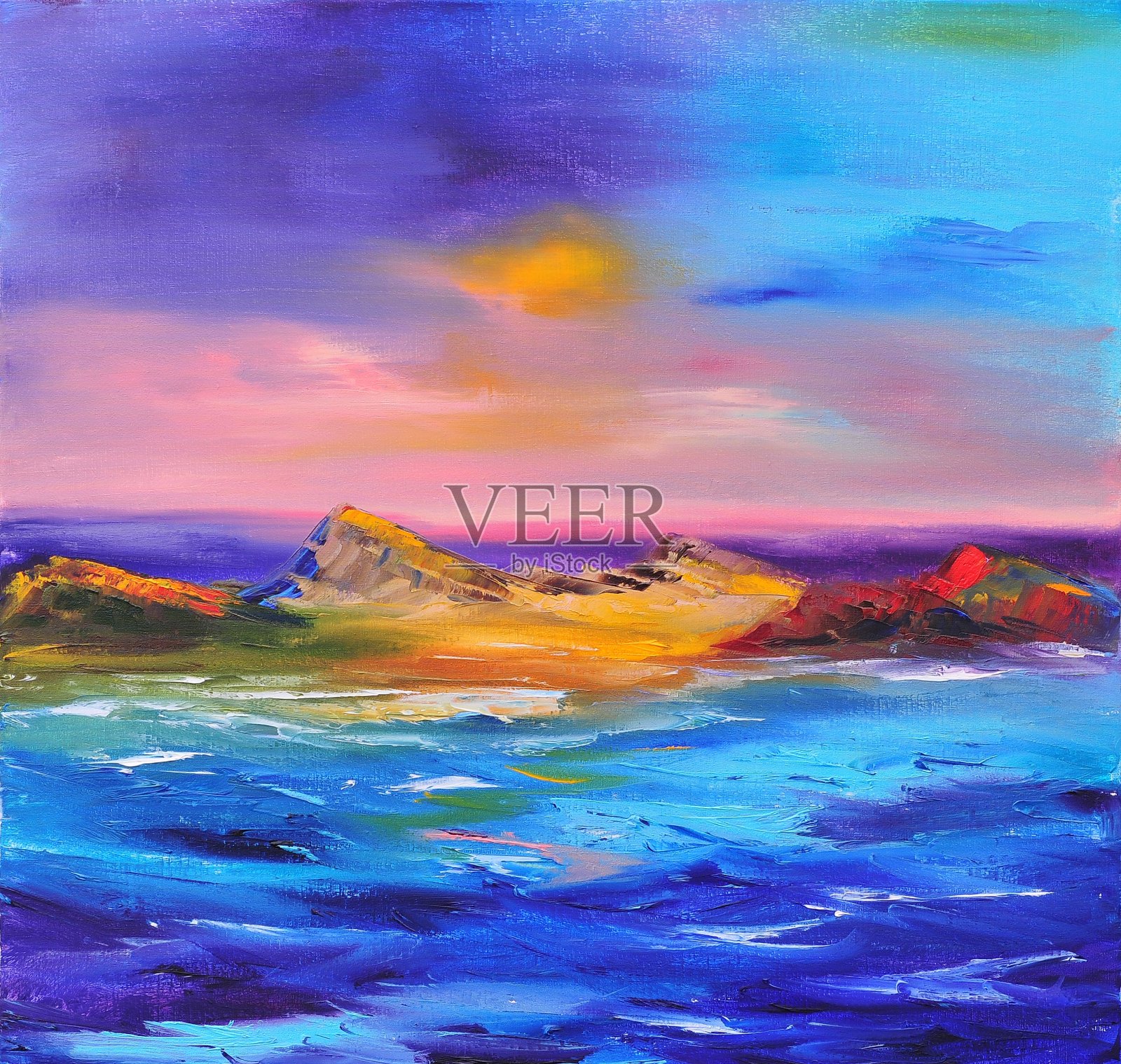 当代抽象山水艺术绘画插画图片素材