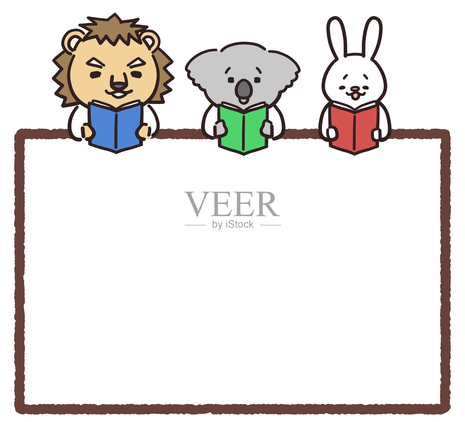 可爱的动物角色和复制空间插画图片素材