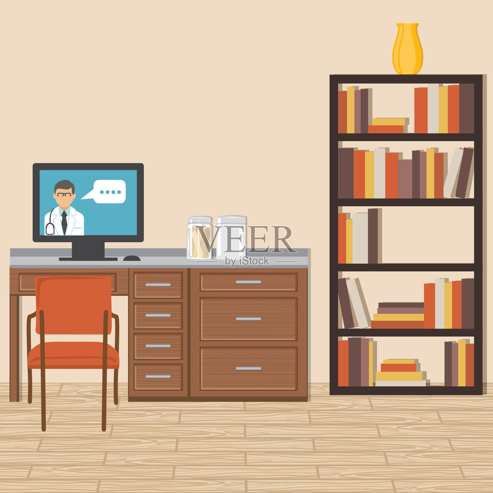 现代医生的办公室插画图片素材