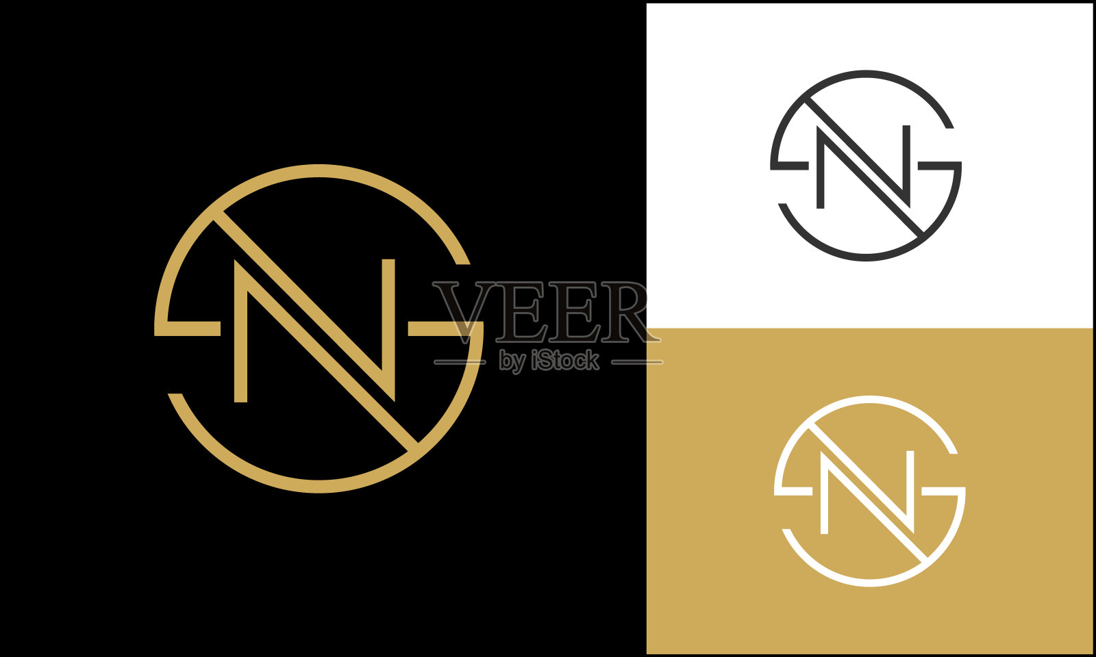 基于豪华标志字母的SN或NS字母首字母设计元素图片