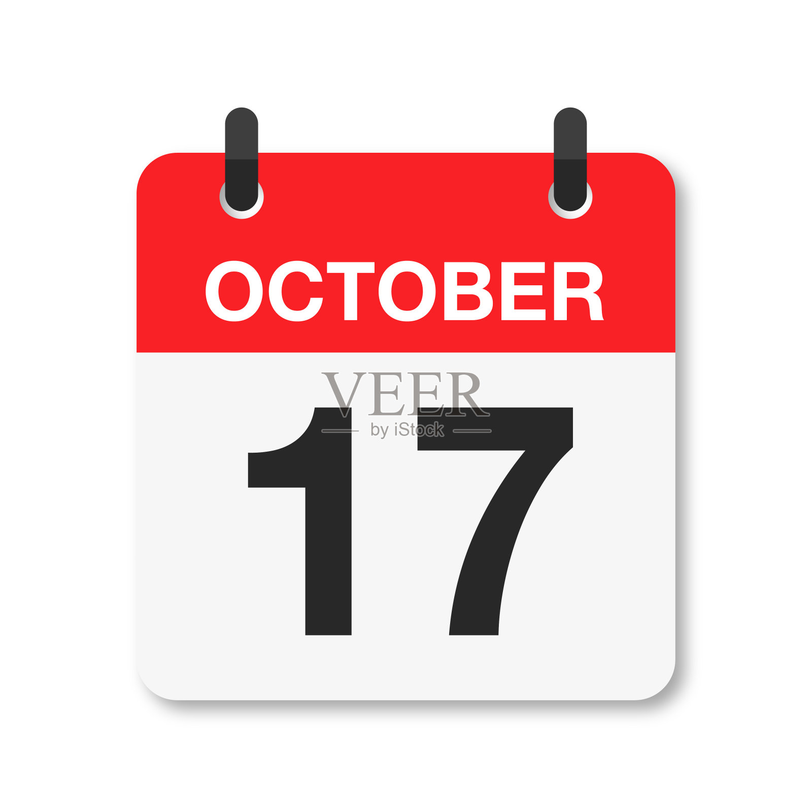 10月17日-每日日历图标-白色背景插画图片素材