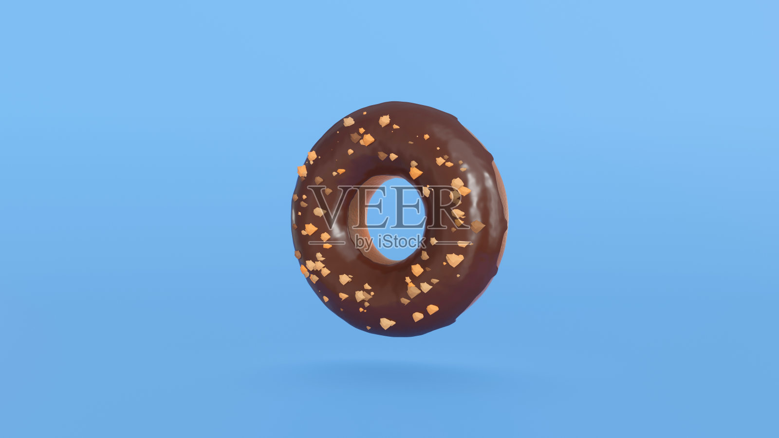 概念不同颜色的甜甜圈在蓝色背景下变化。甜甜圈旋转。釉面甜点。面包店和食品概念。各种彩色的甜甜圈。巧克力，粉色，蓝色甜甜圈3d渲染照片摄影图片