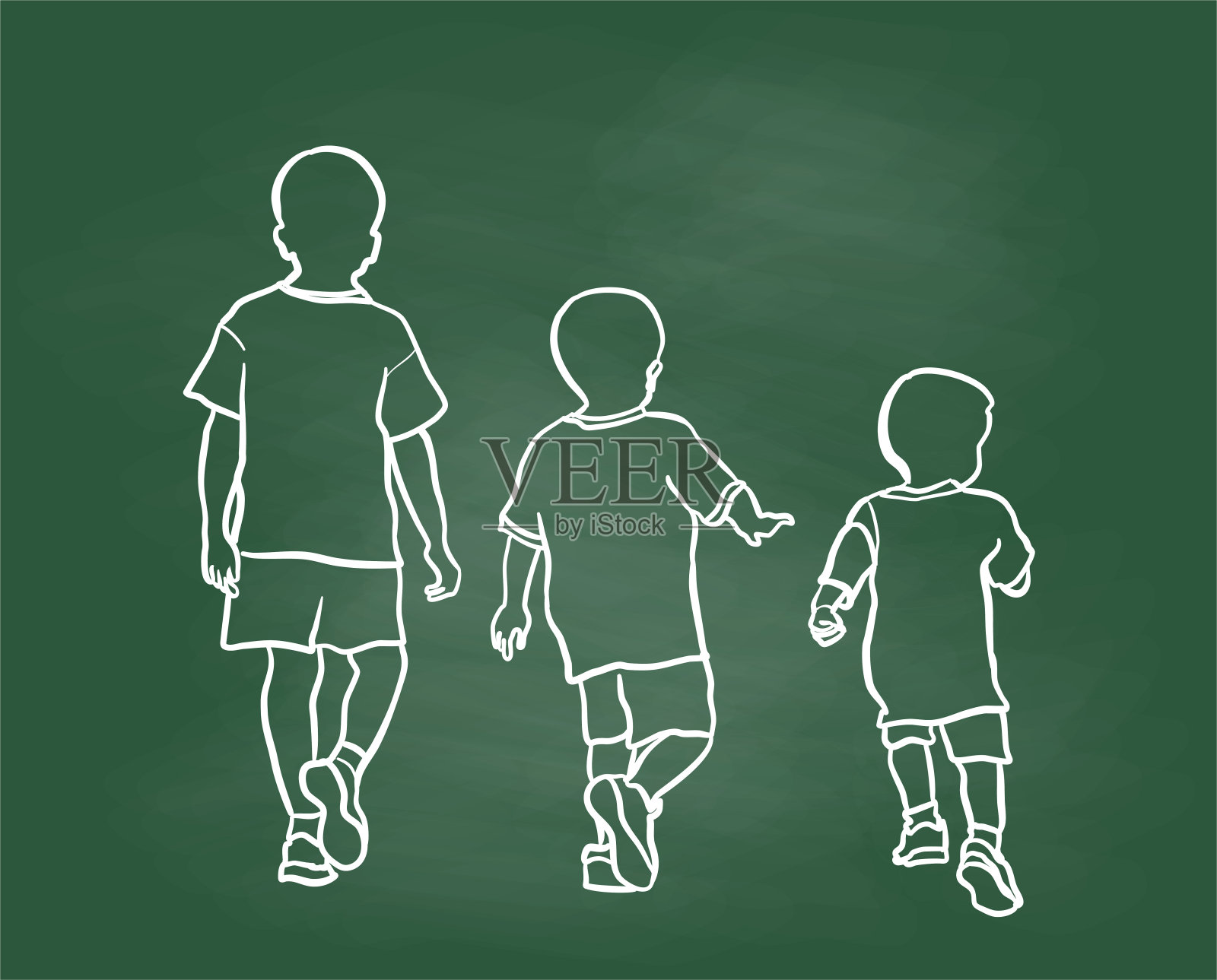 男孩成长的黑板插画图片素材