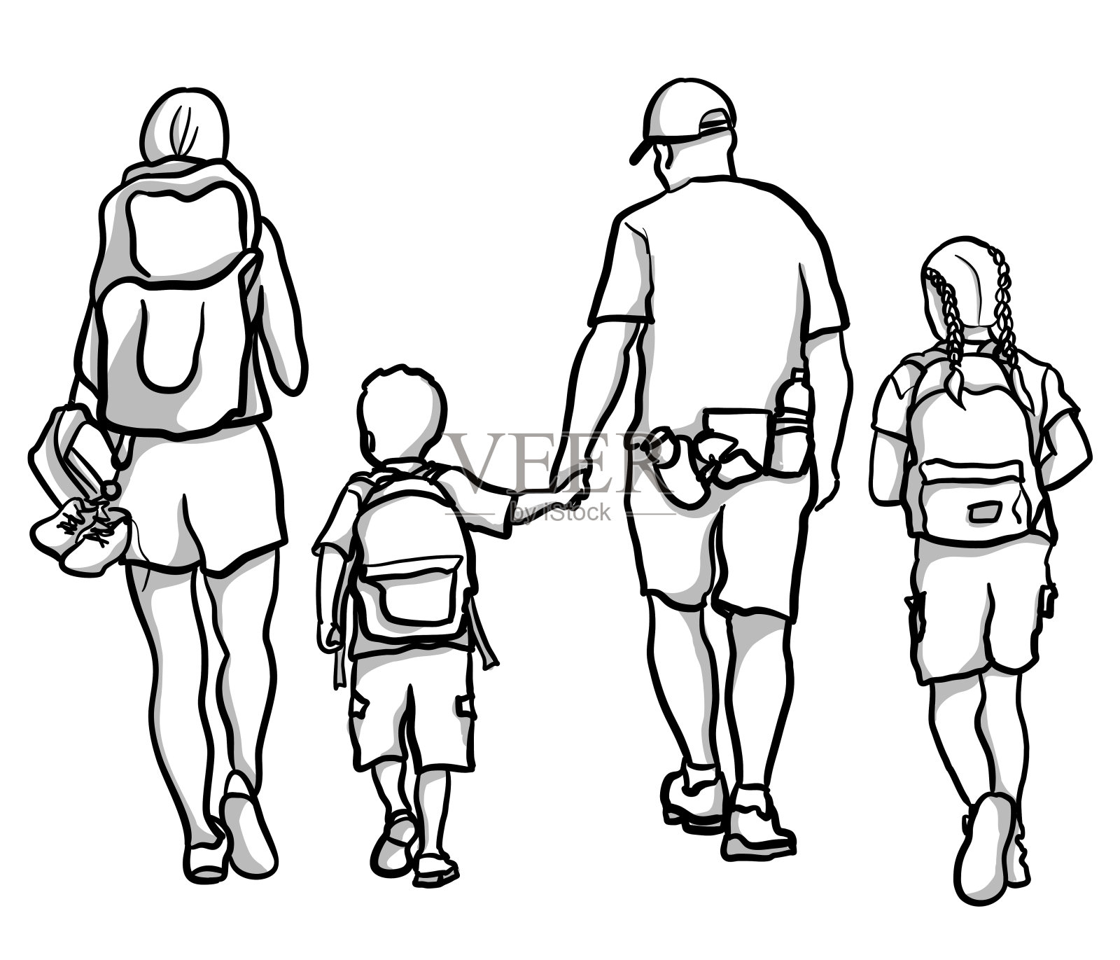 家庭徒步旅行插画图片素材