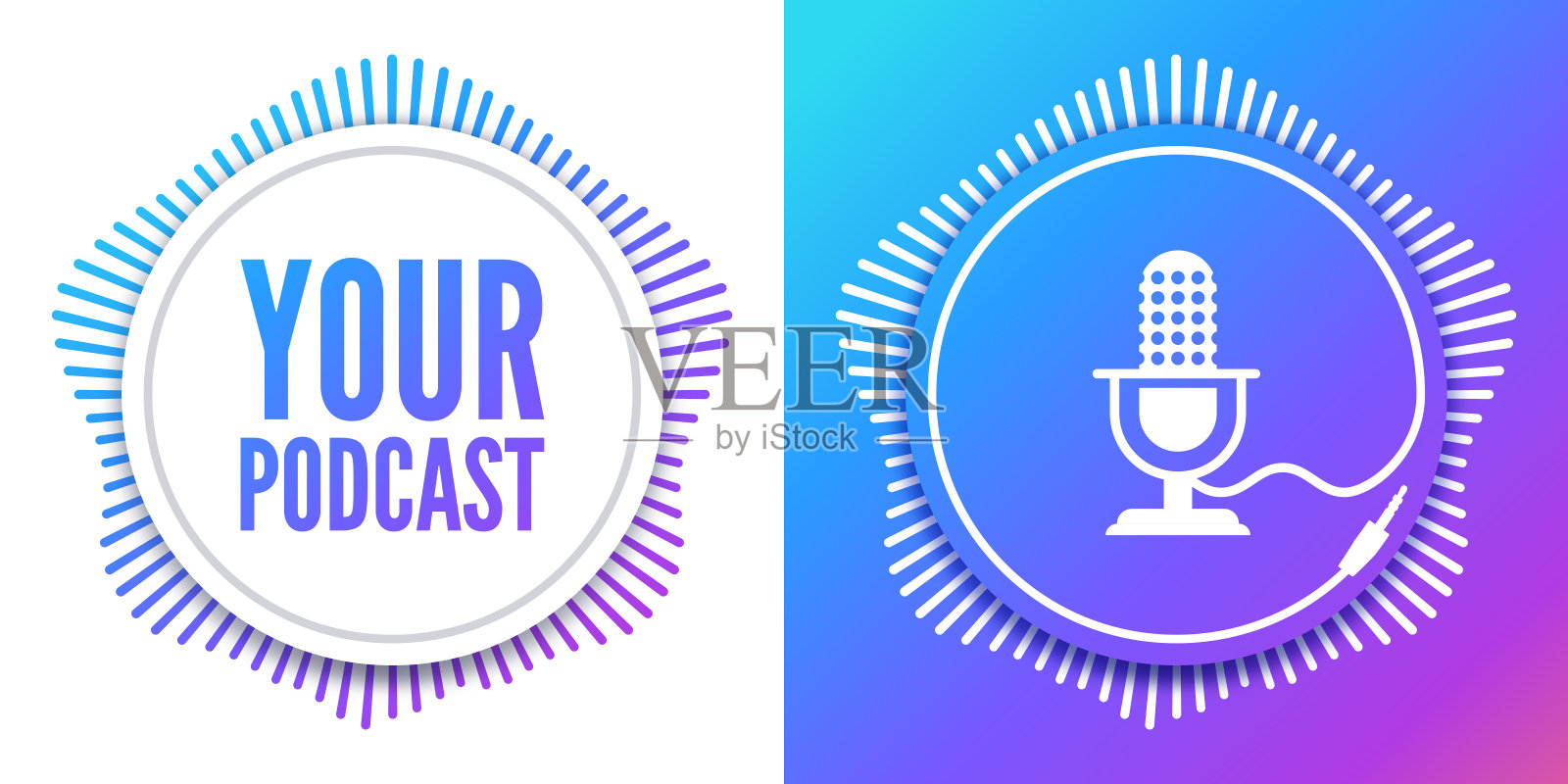 播客圆形设计音频元素插画图片素材