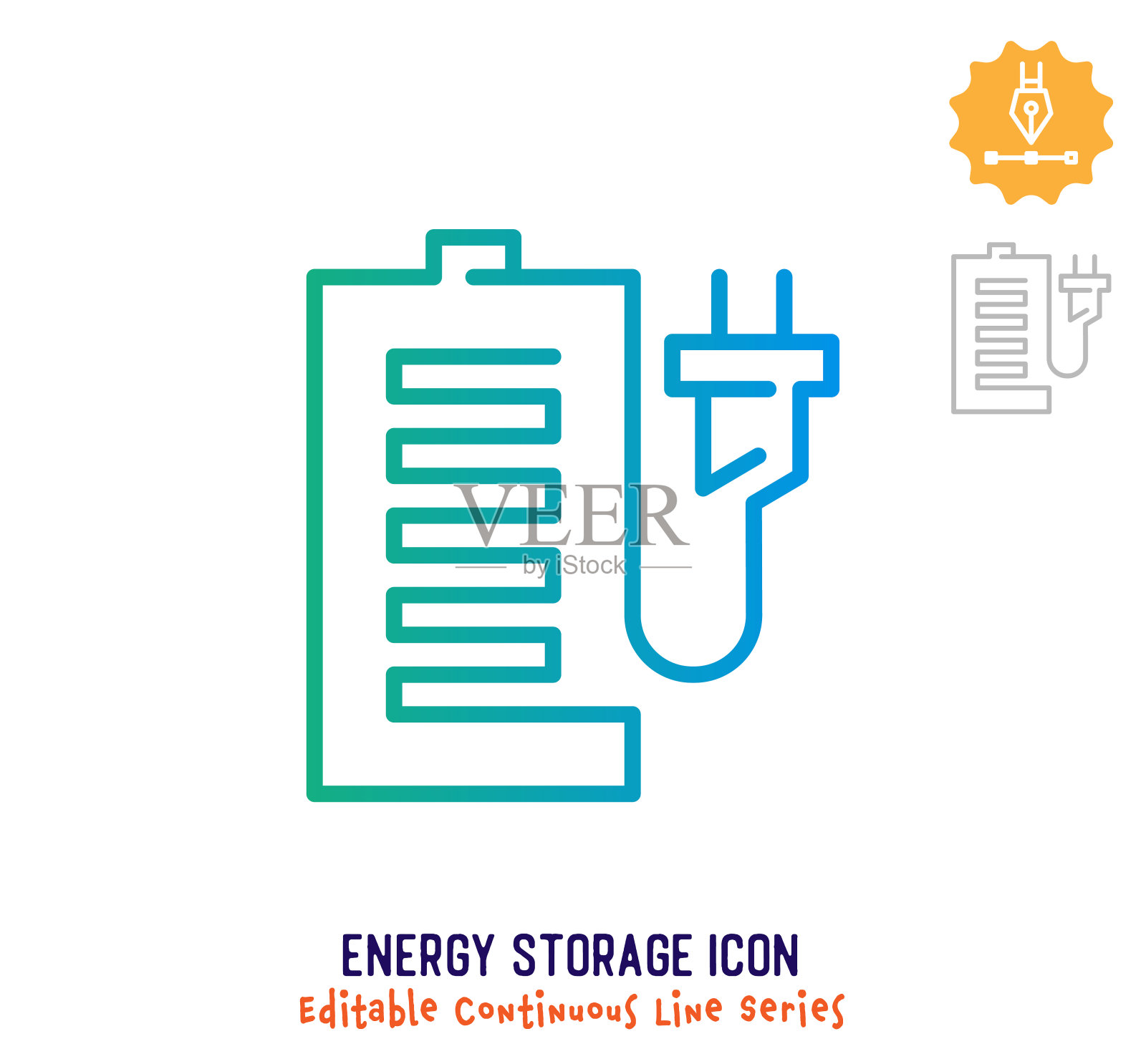 储能连续线可编辑笔画线插画图片素材