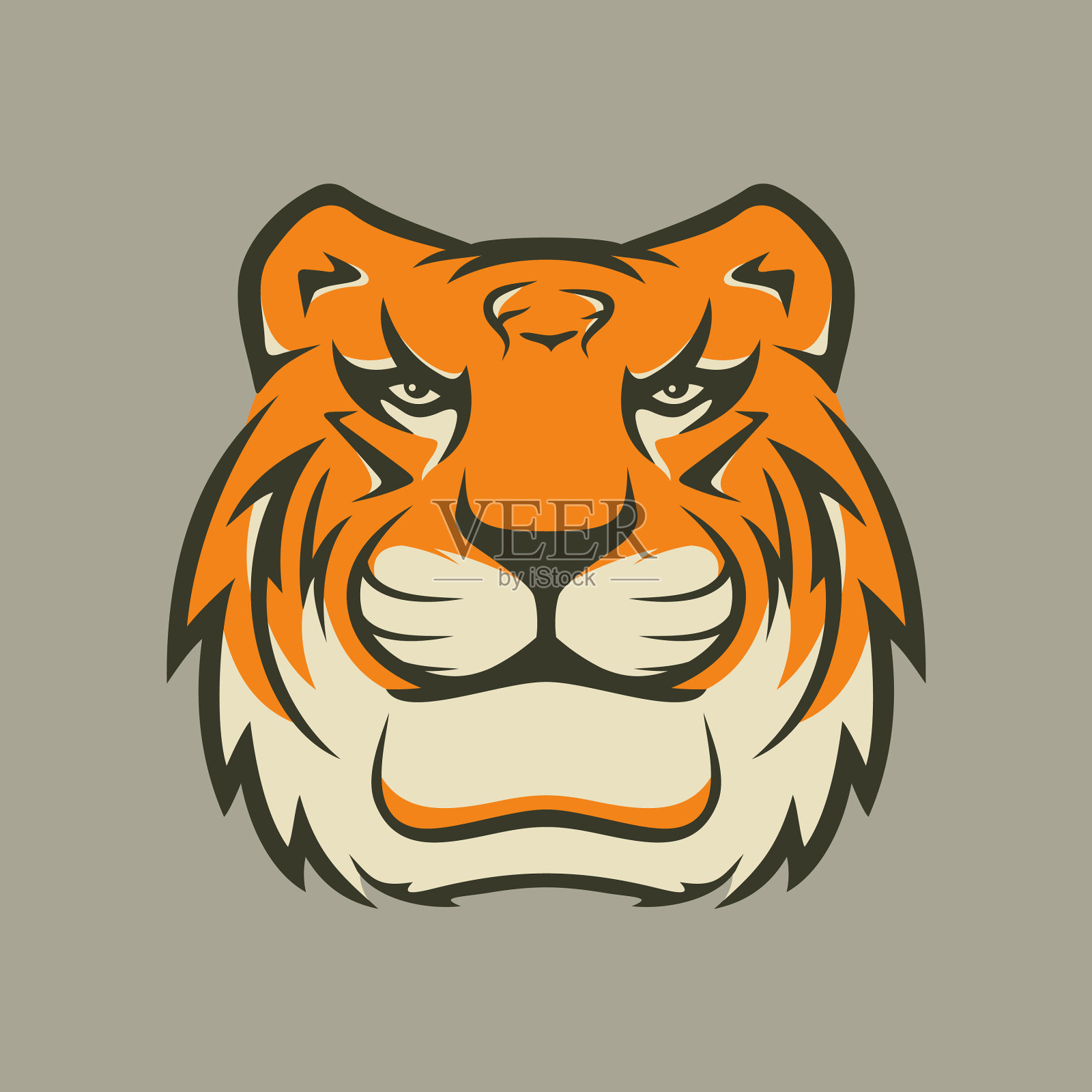 虎头图标扁平化风格插画图片素材