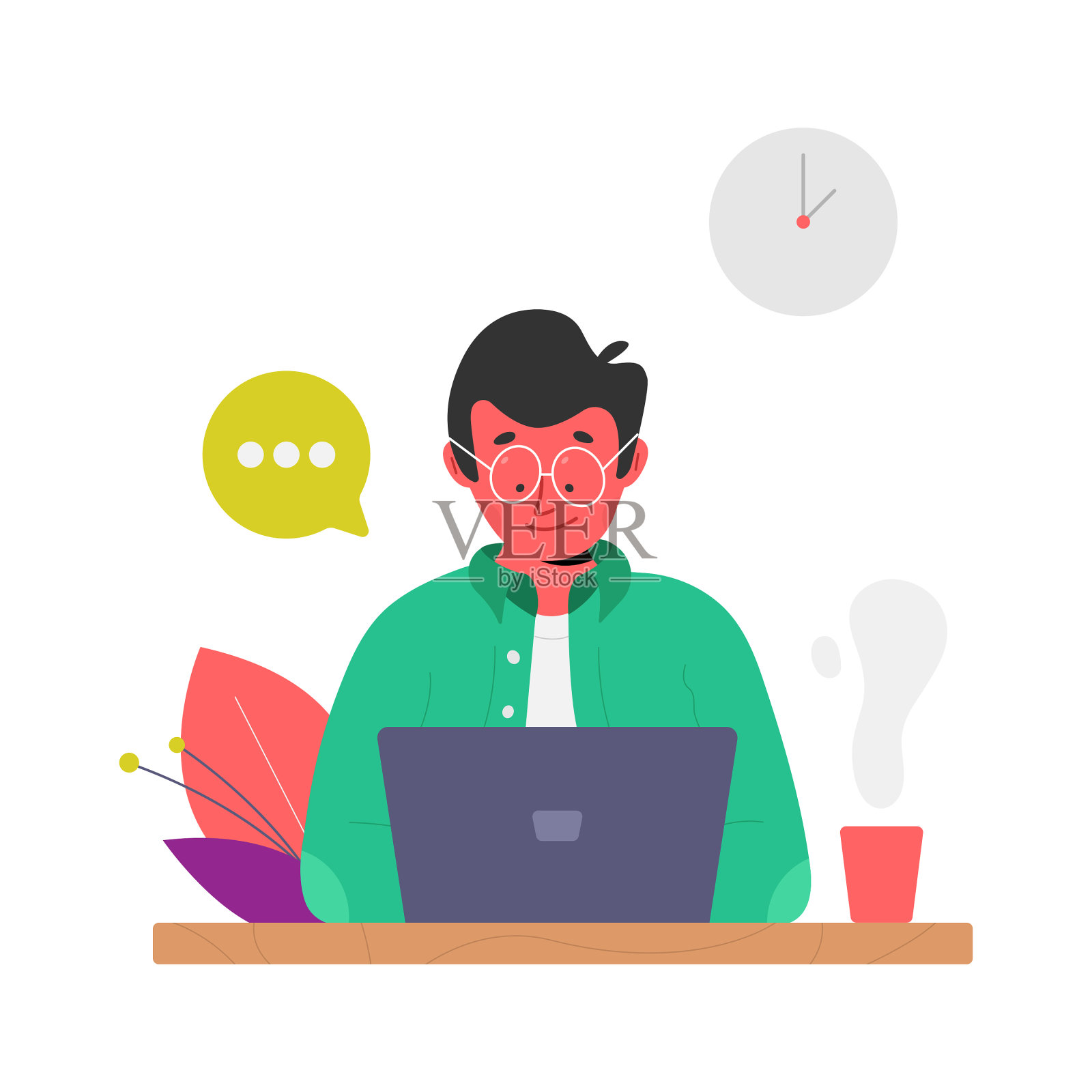 自由工作平面设计的白色背景。设计元素图片