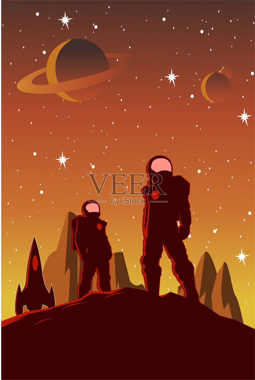 矢量宇航员夫妇剪影股票插图插画图片素材