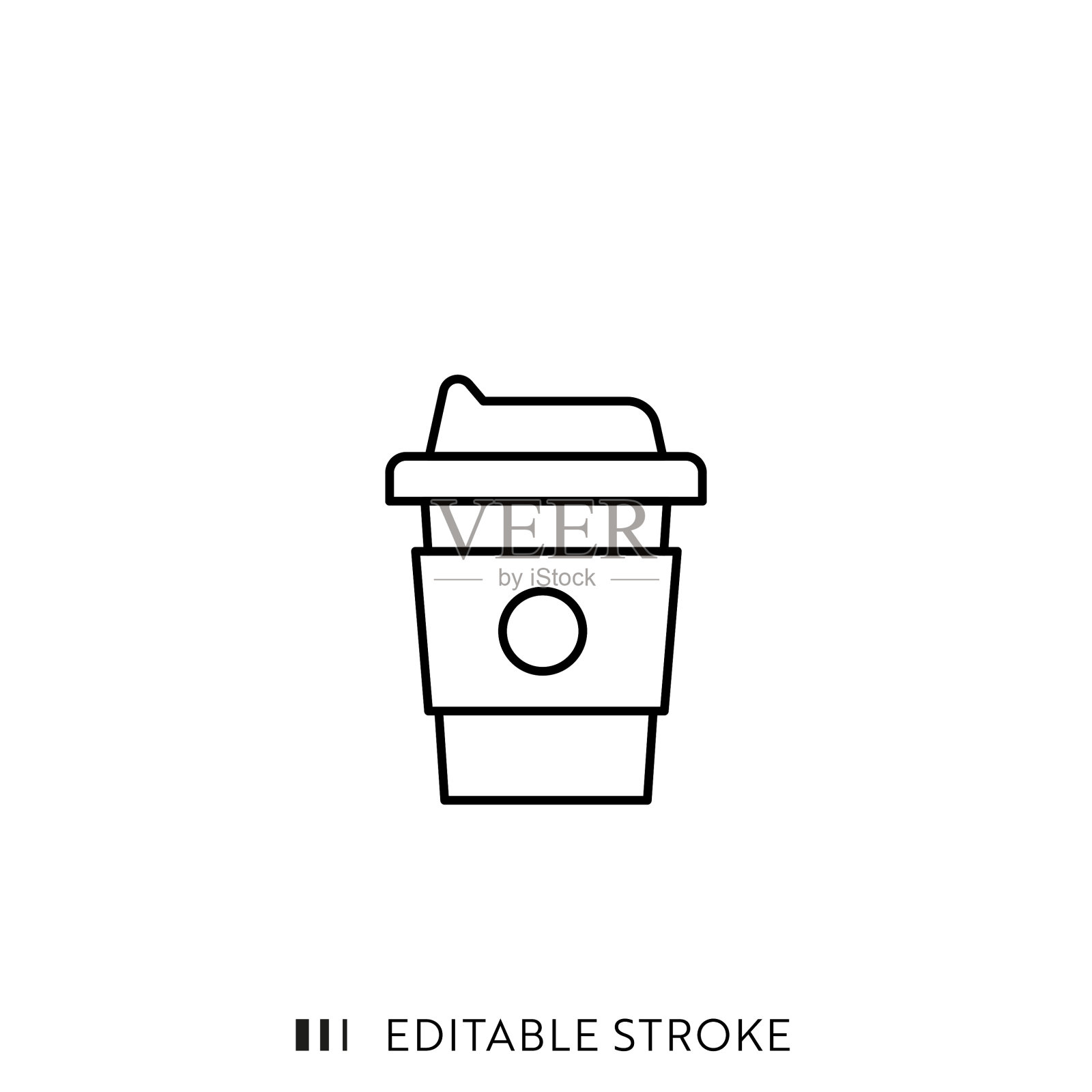 带走咖啡杯线条图标与可编辑的描边和像素完美。设计元素图片