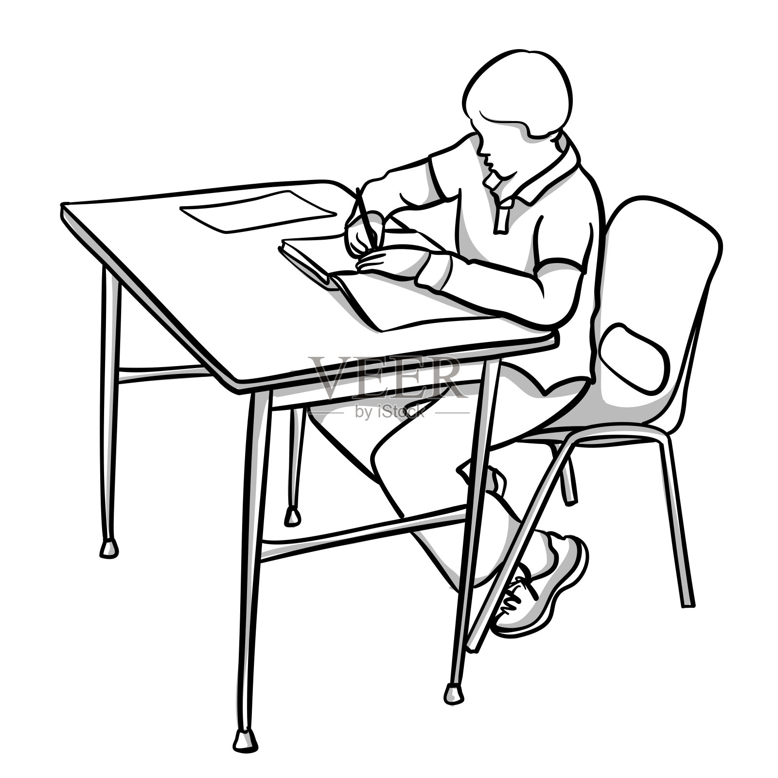 细心的学生插画图片素材