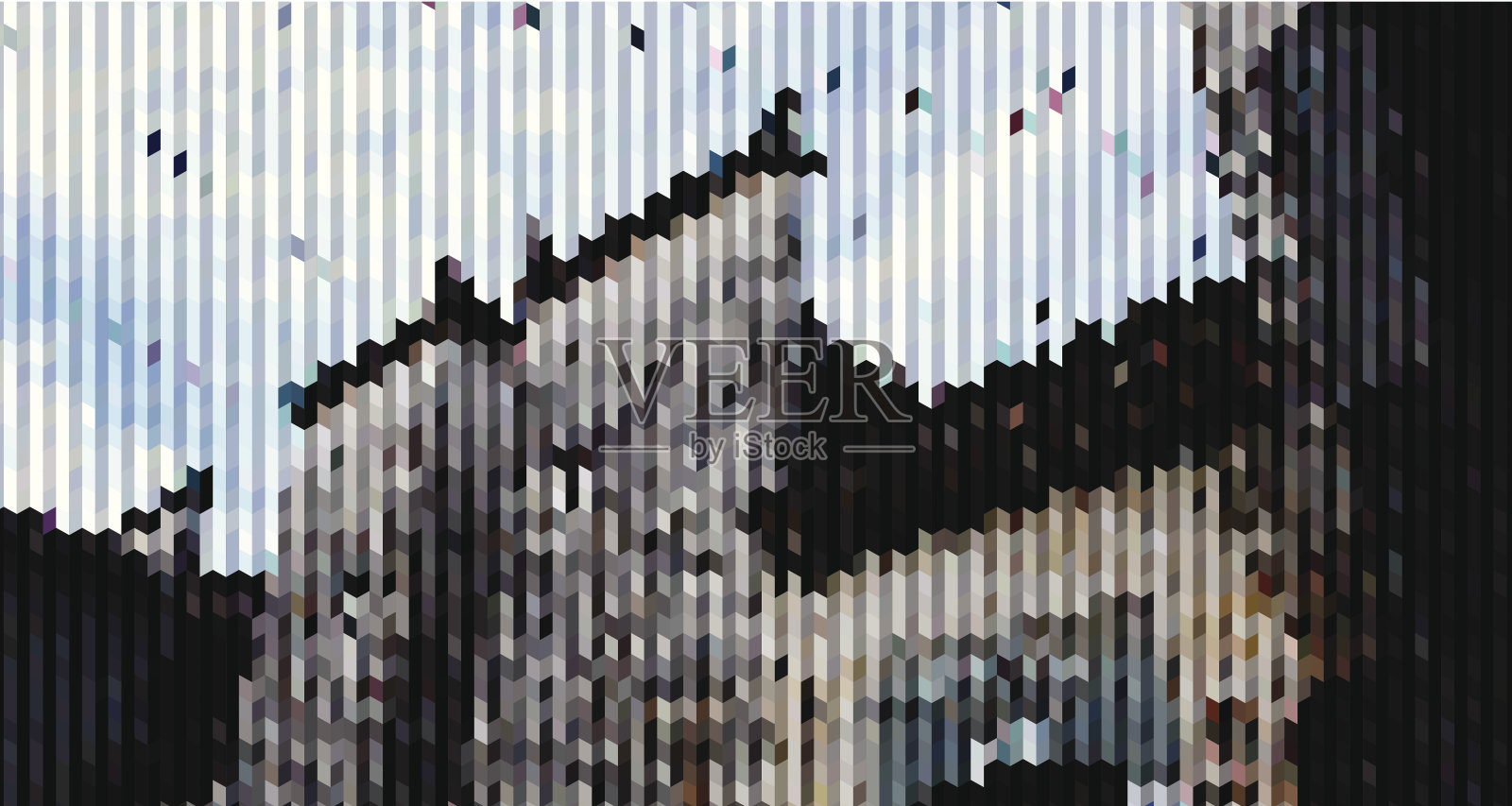 抽象条纹风格的中国乡村建筑背景插画图片素材