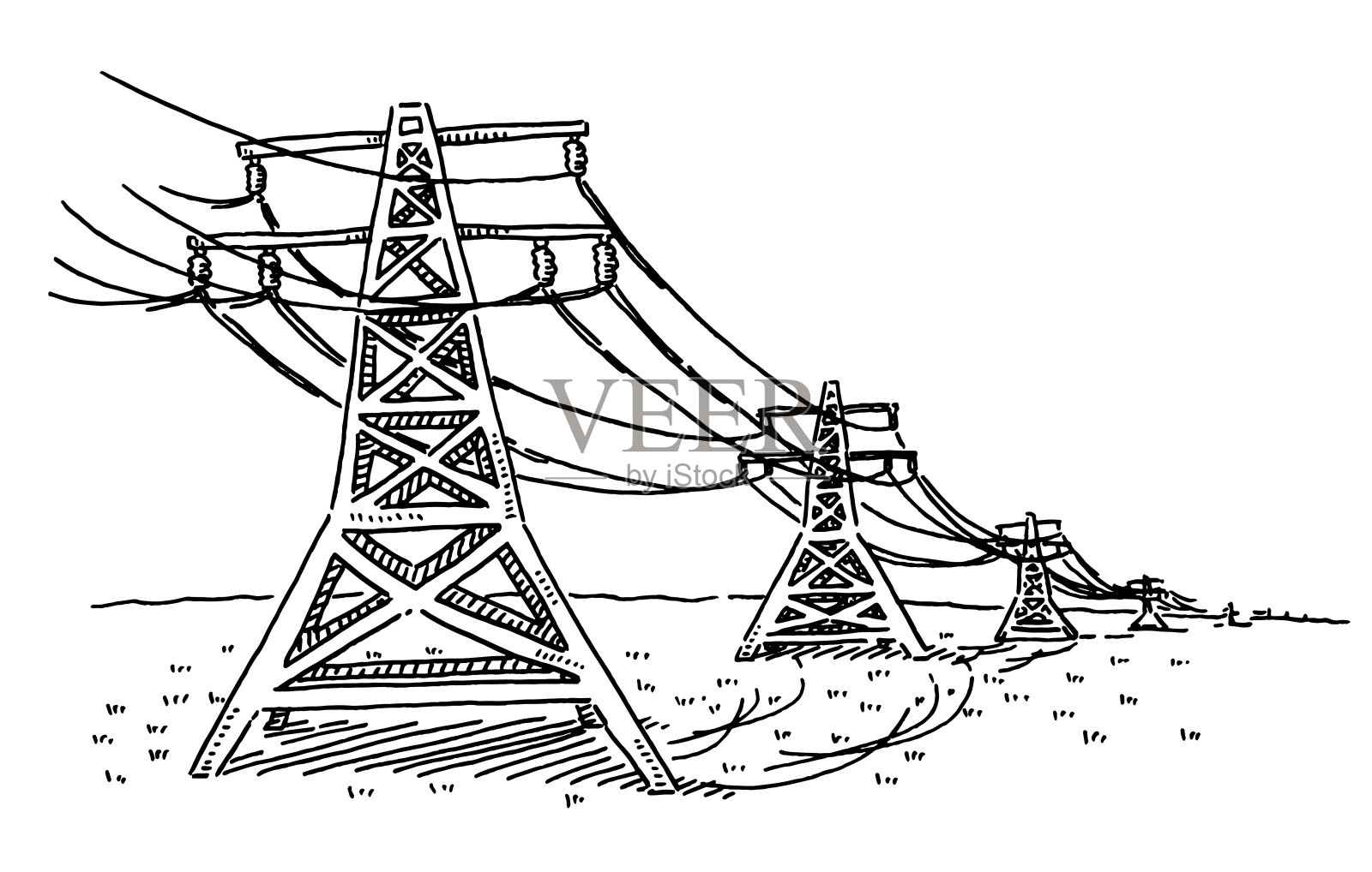 高压电力线图插画图片素材