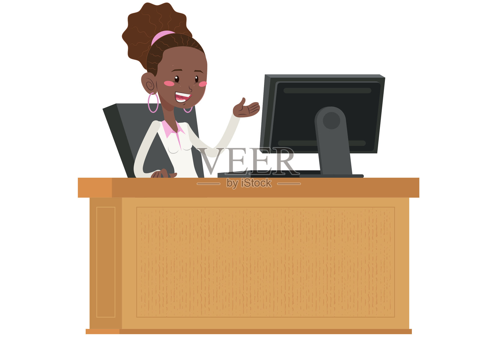 在公司办公室打个电话插画图片素材