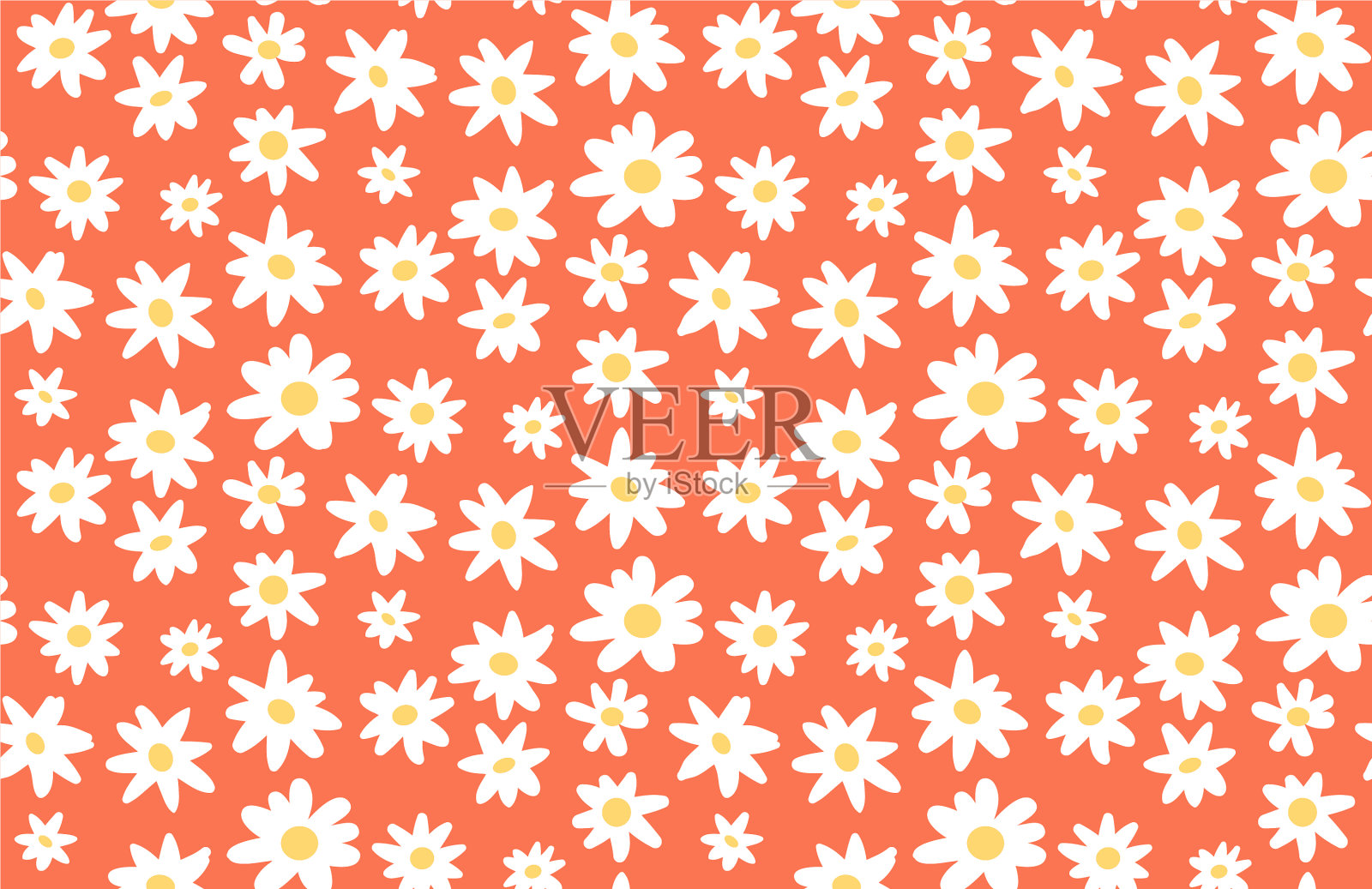 最小可爱的手绘雏菊背景矢量无缝图案。春夏印花插画图片素材
