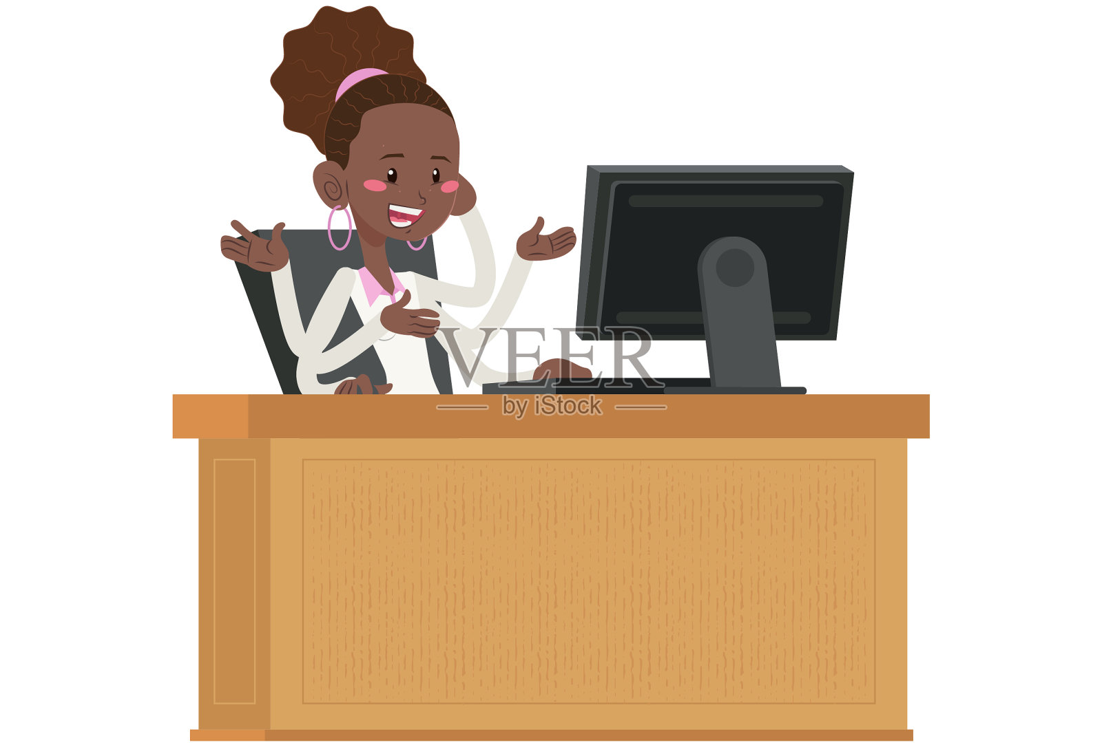 在公司办公室打个电话插画图片素材