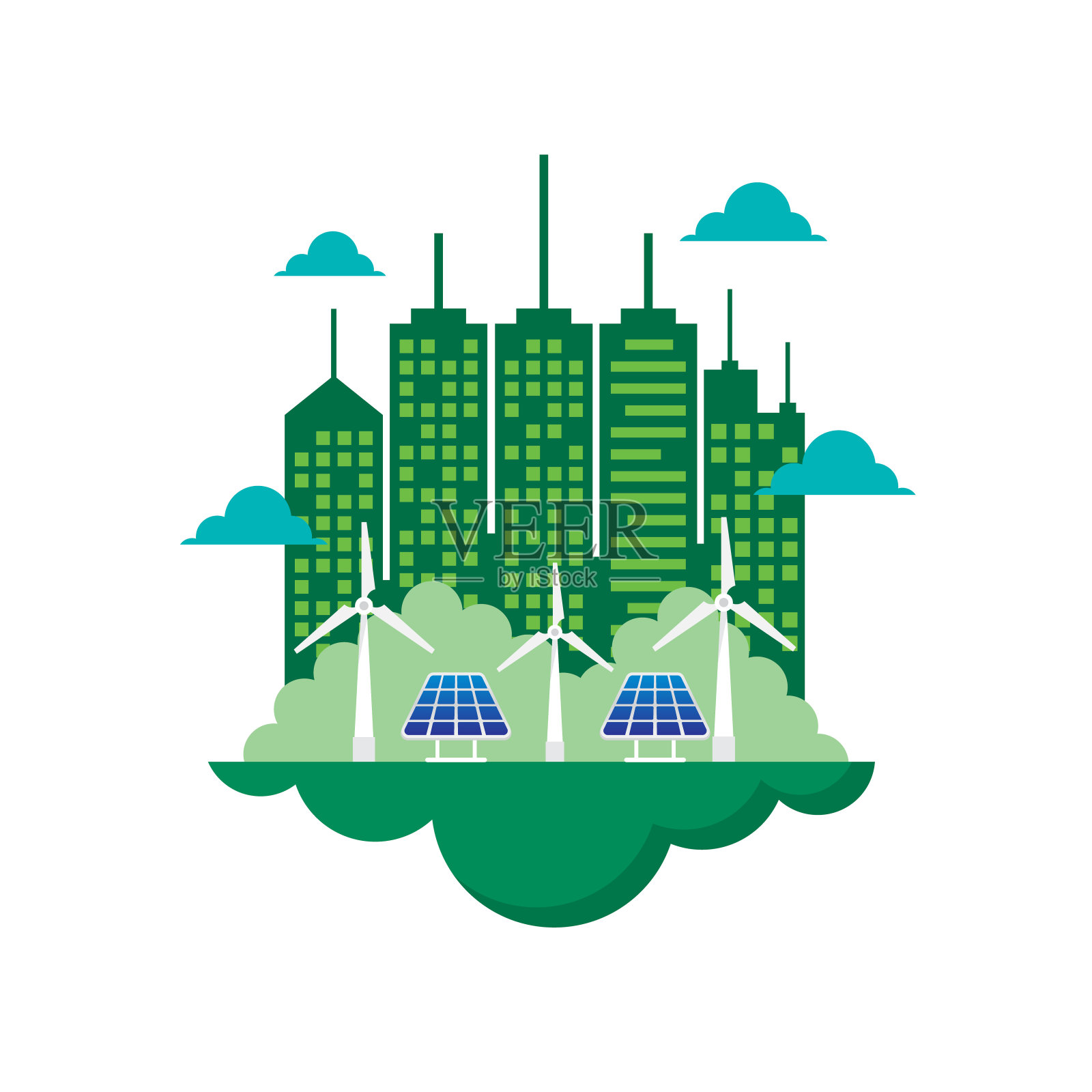 绿色城市概念插画图片素材