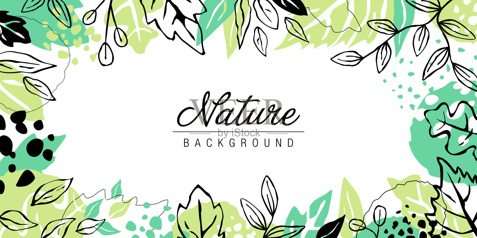 手绘春叶背景插画图片素材