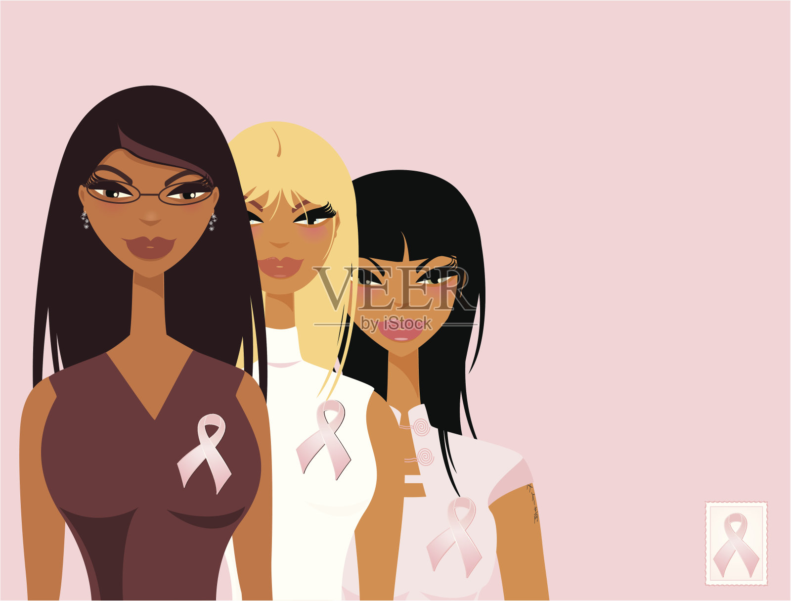 乳腺癌影响所有女性插画图片素材
