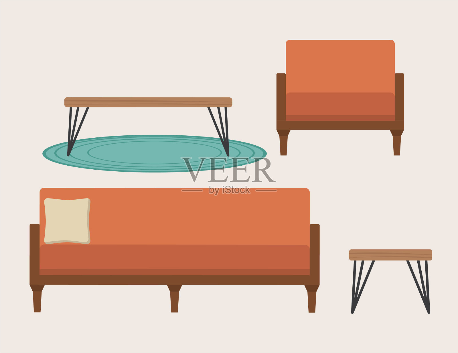 软垫客厅家具插画图片素材