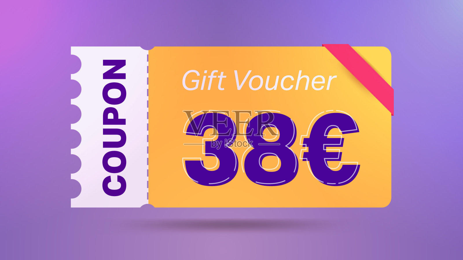 38欧元优惠券促销销售网站，互联网广告，社交媒体。大销售和超级销售优惠券代码欧元38折扣礼券优惠券矢量插图夏季报价结束周末设计模板素材