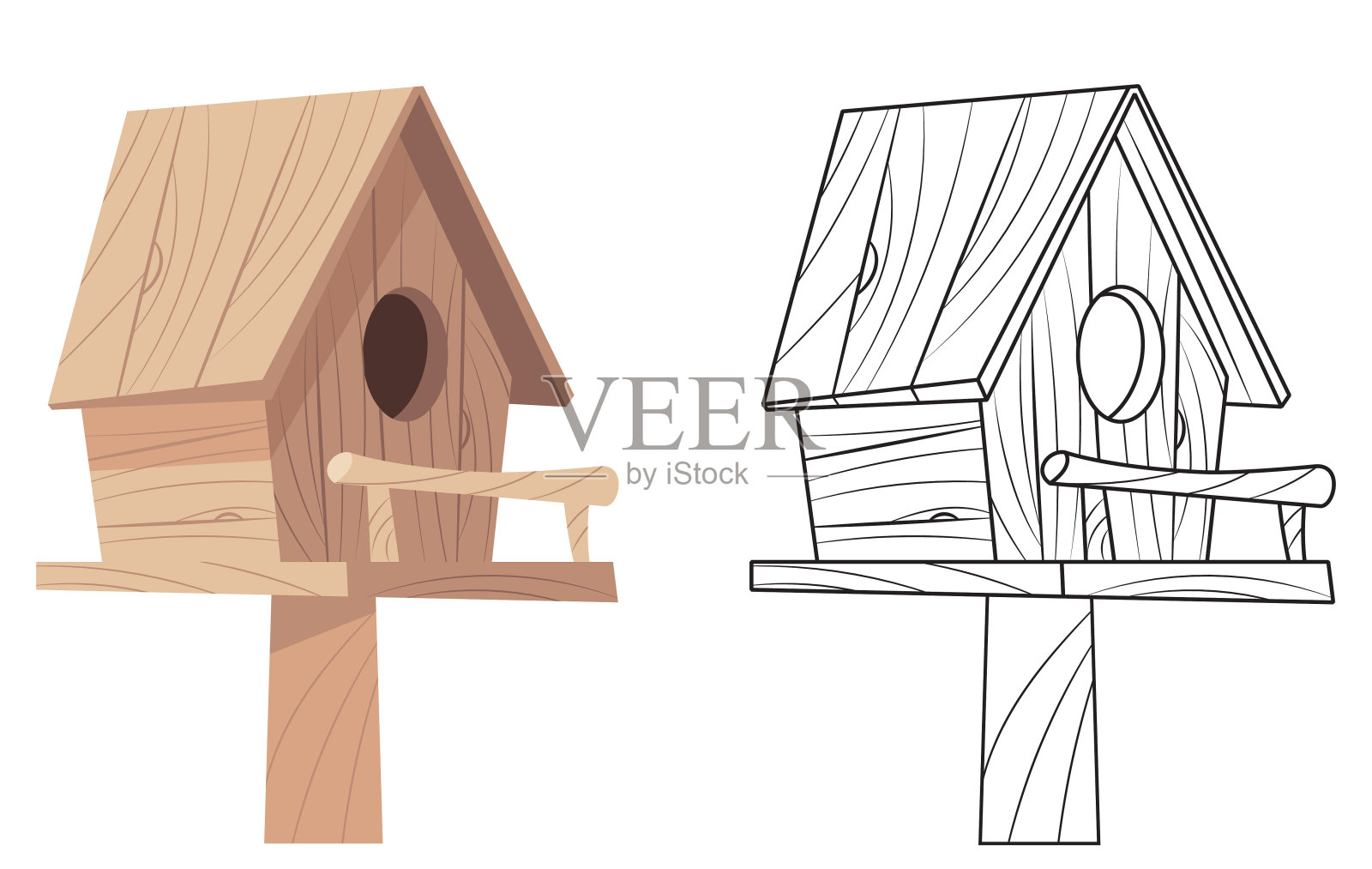 鸟的房子插画图片素材