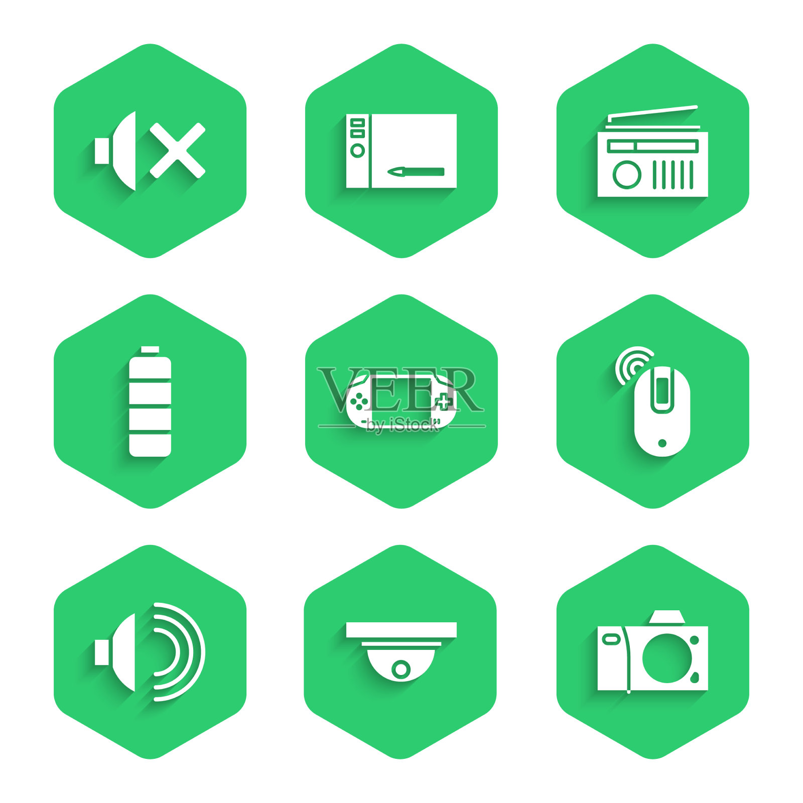 设置便携式视频游戏控制台动作传感器图标素材