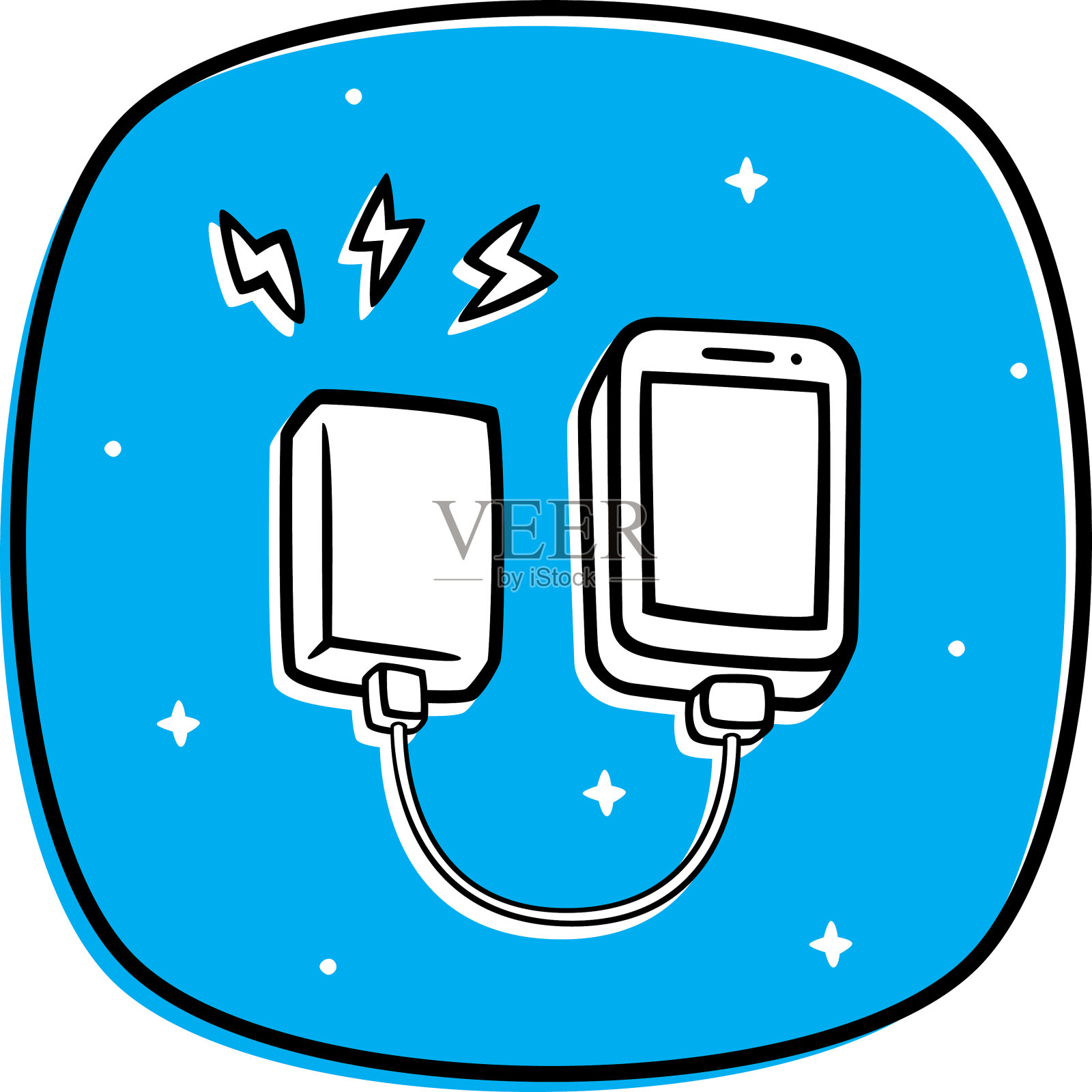 智能手机电池涂鸦3插画图片素材